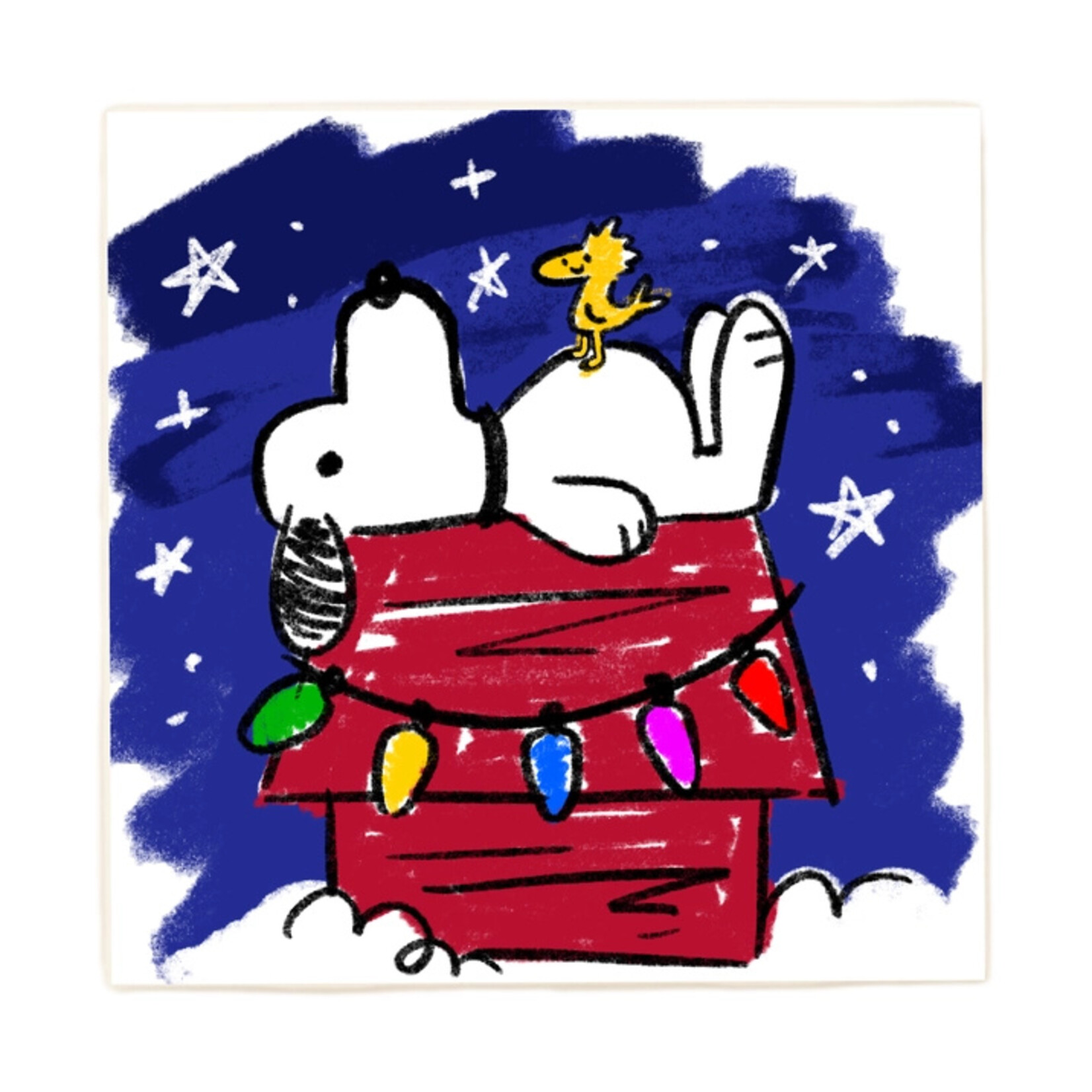 Lucky Mfg. Snoopy and Woodstock Doghouse Holiday Coaster