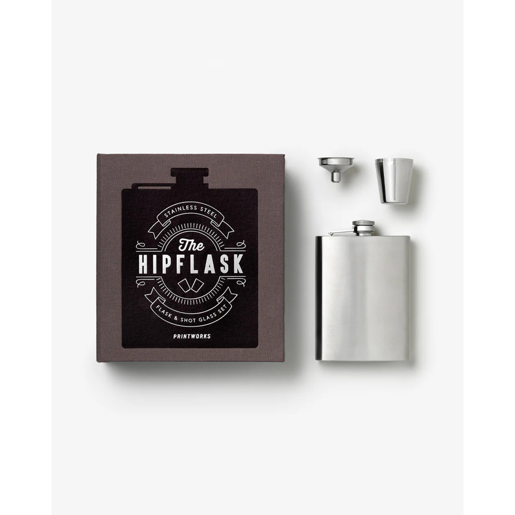 Printworks Hip Flask and Shot Glass Set