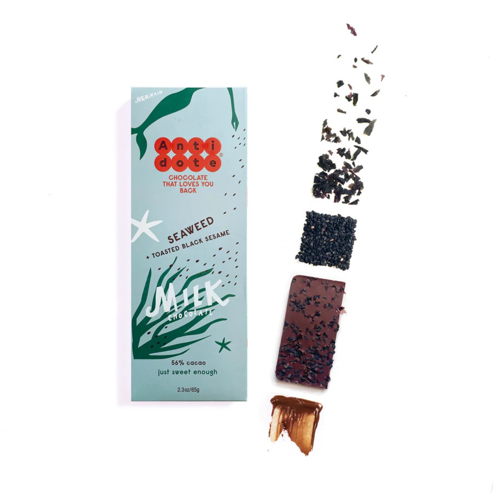 Antidote Chocolate Mermaid Milk Chocolate Bar Seaweed + Toasted Black Sesame