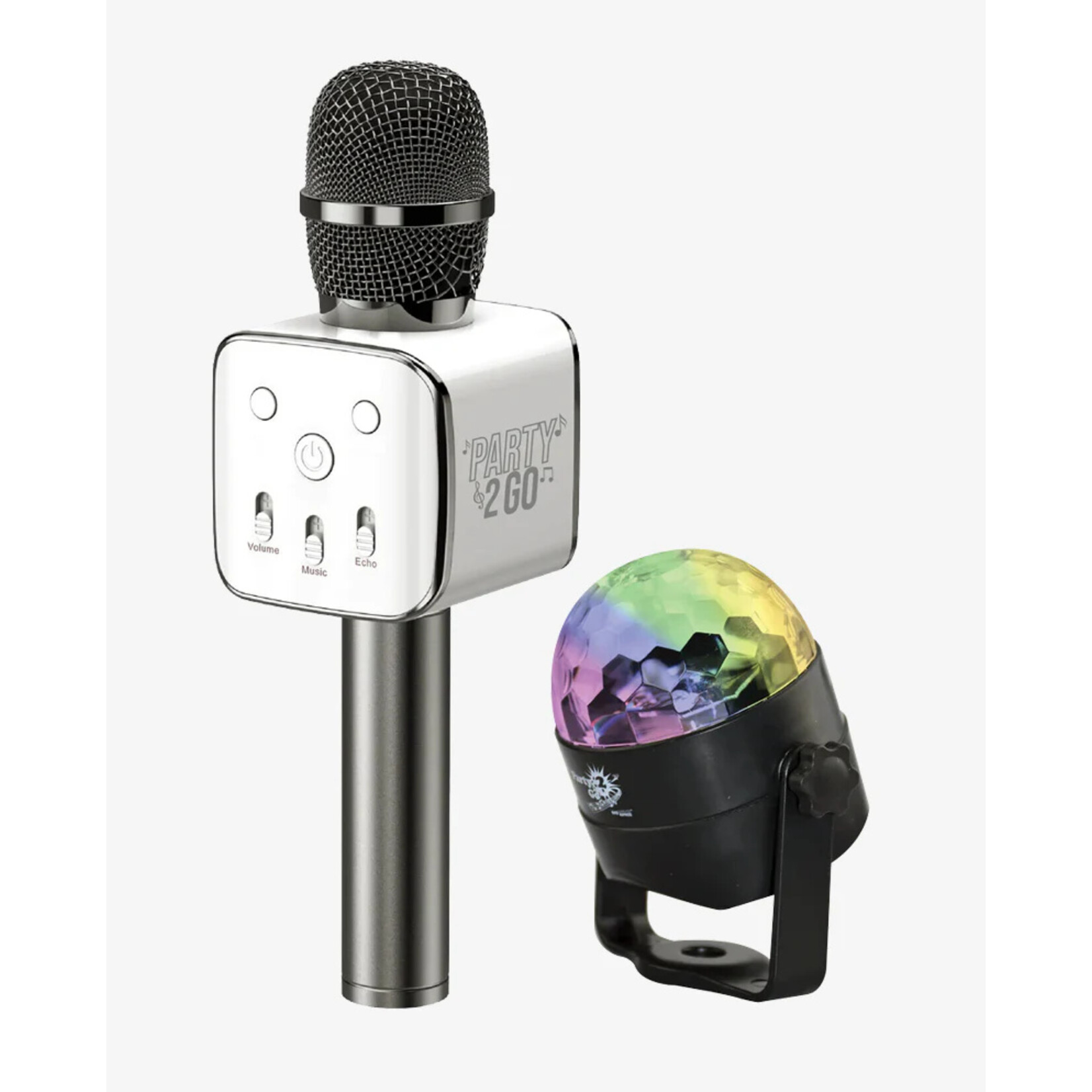 Trend Tech Brands Party2-Go Karaoke Mic Disco Ball Combo