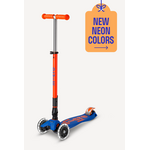 Micro Kickboard Micro Maxi Deluxe Foldable LED Scooter- Neon Blaze Orange