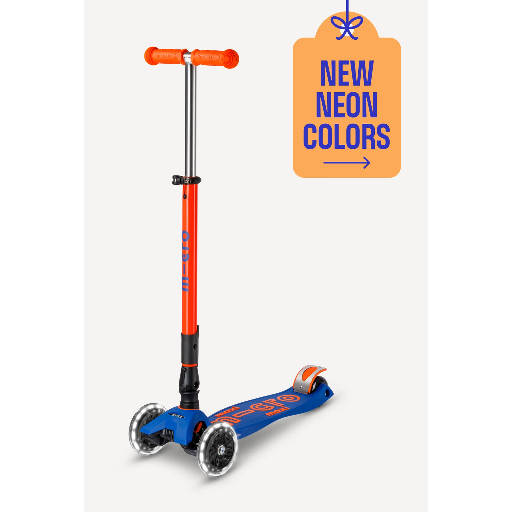 Micro Kickboard Micro Maxi Foldable LED Scooter- Neon Blaze Orange