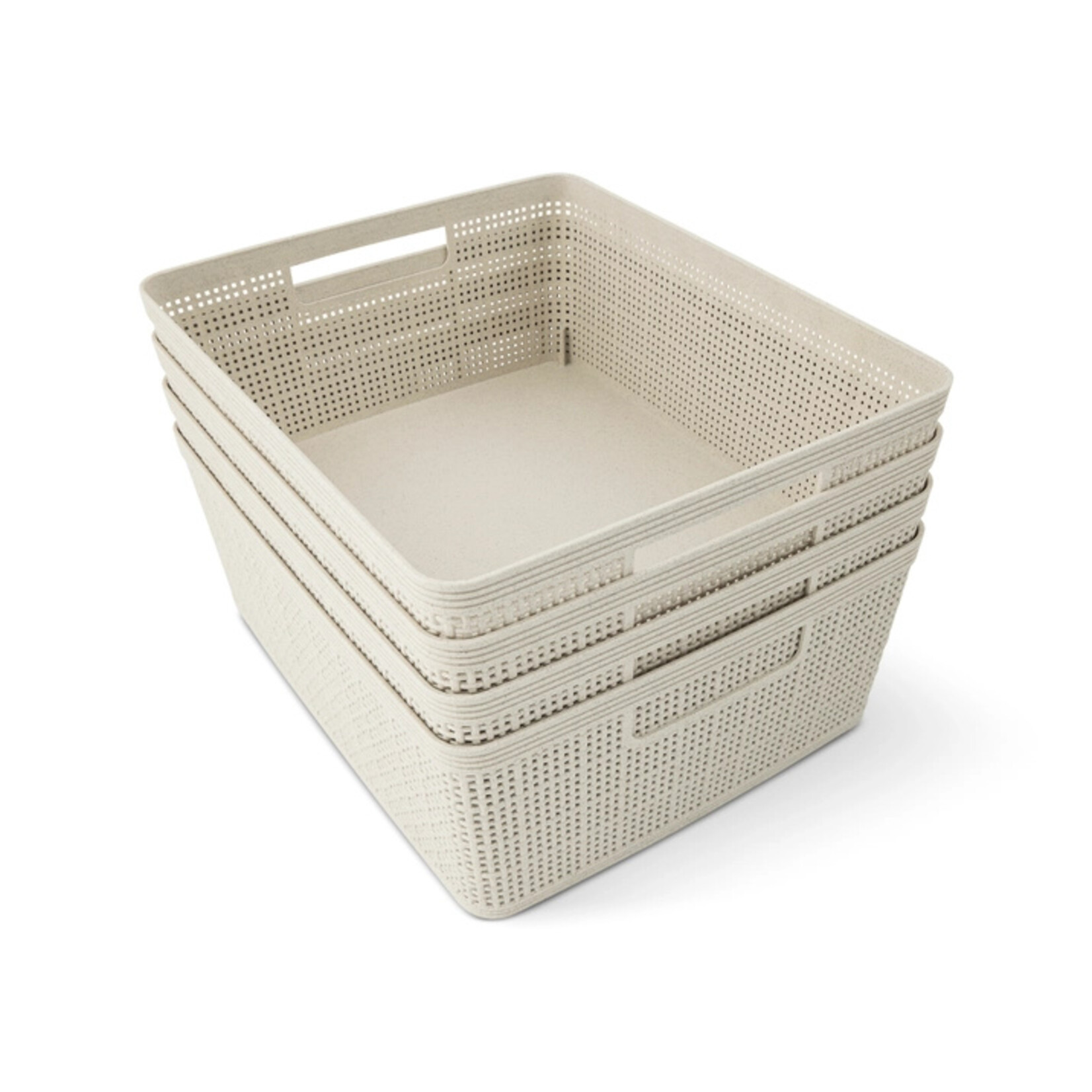 Core Home 4pk Medium Wheat Straw Baskets- Vanilla