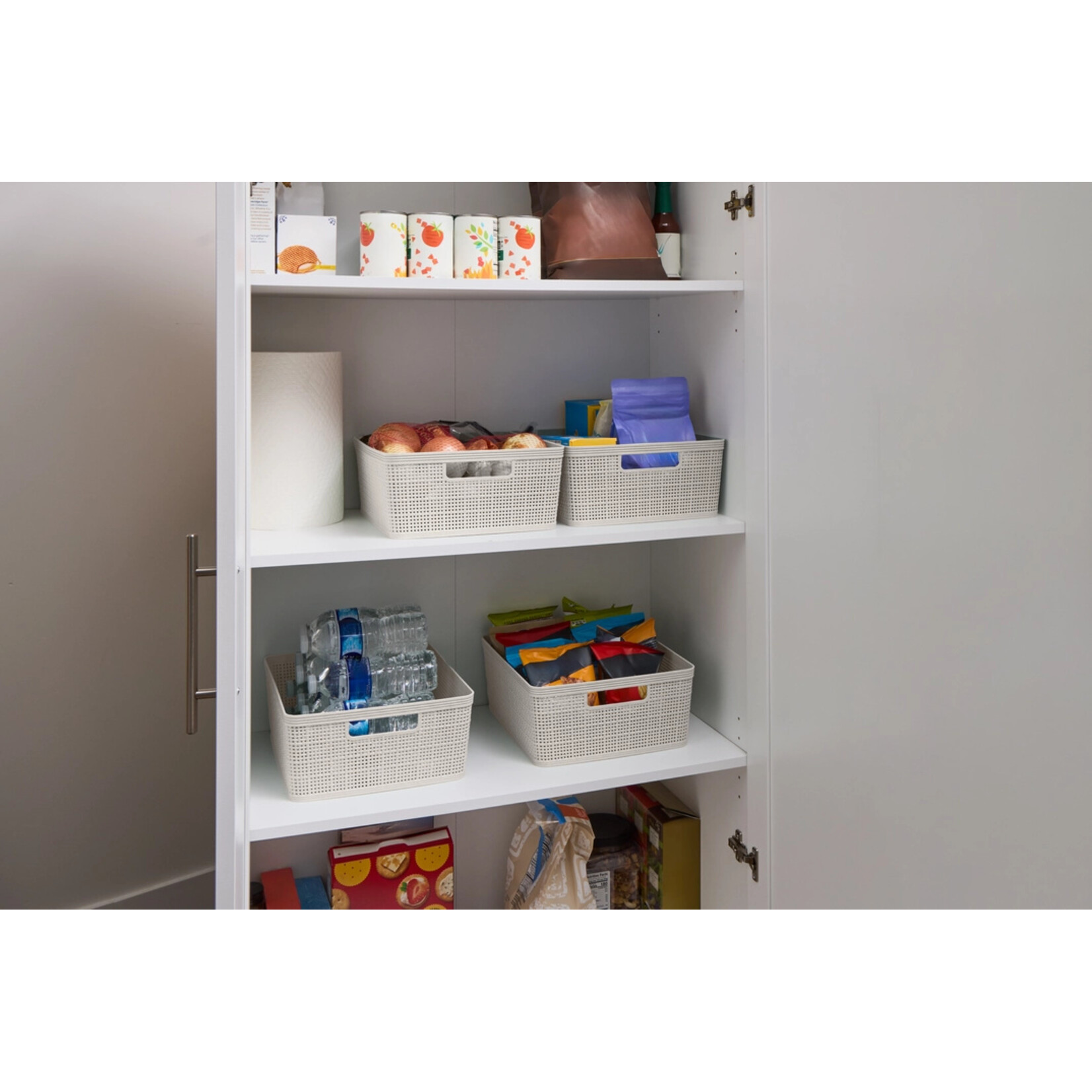 Core Home 4pk Medium Wheat Straw Baskets- Vanilla