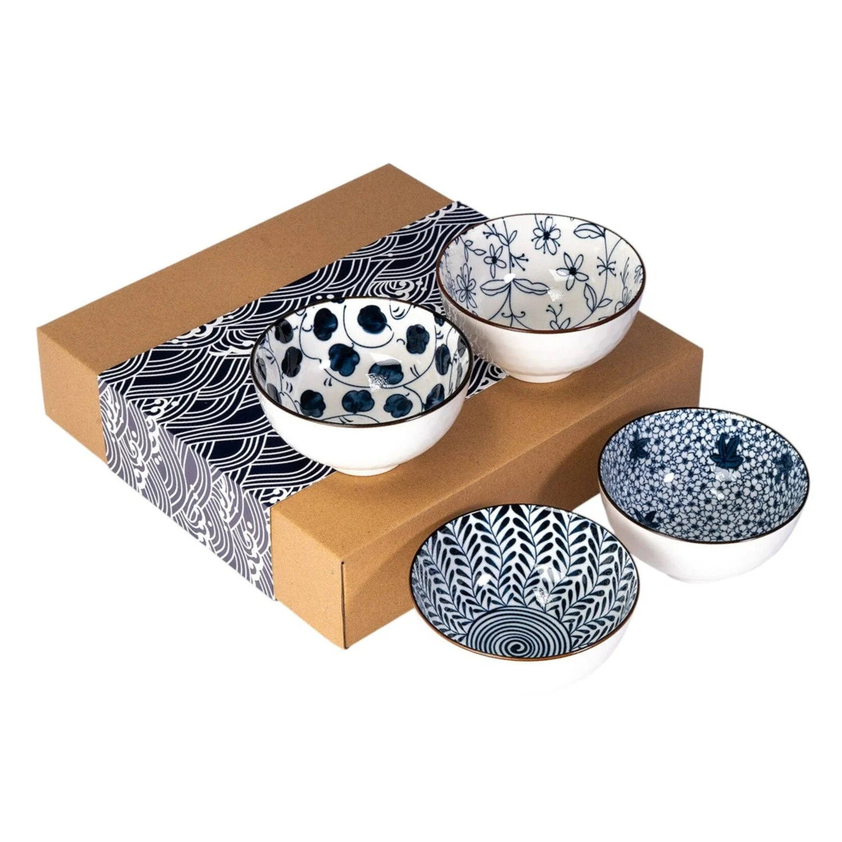 Urban Tokyo Nippon Blue SET OF 4 10oz Rice Bowls