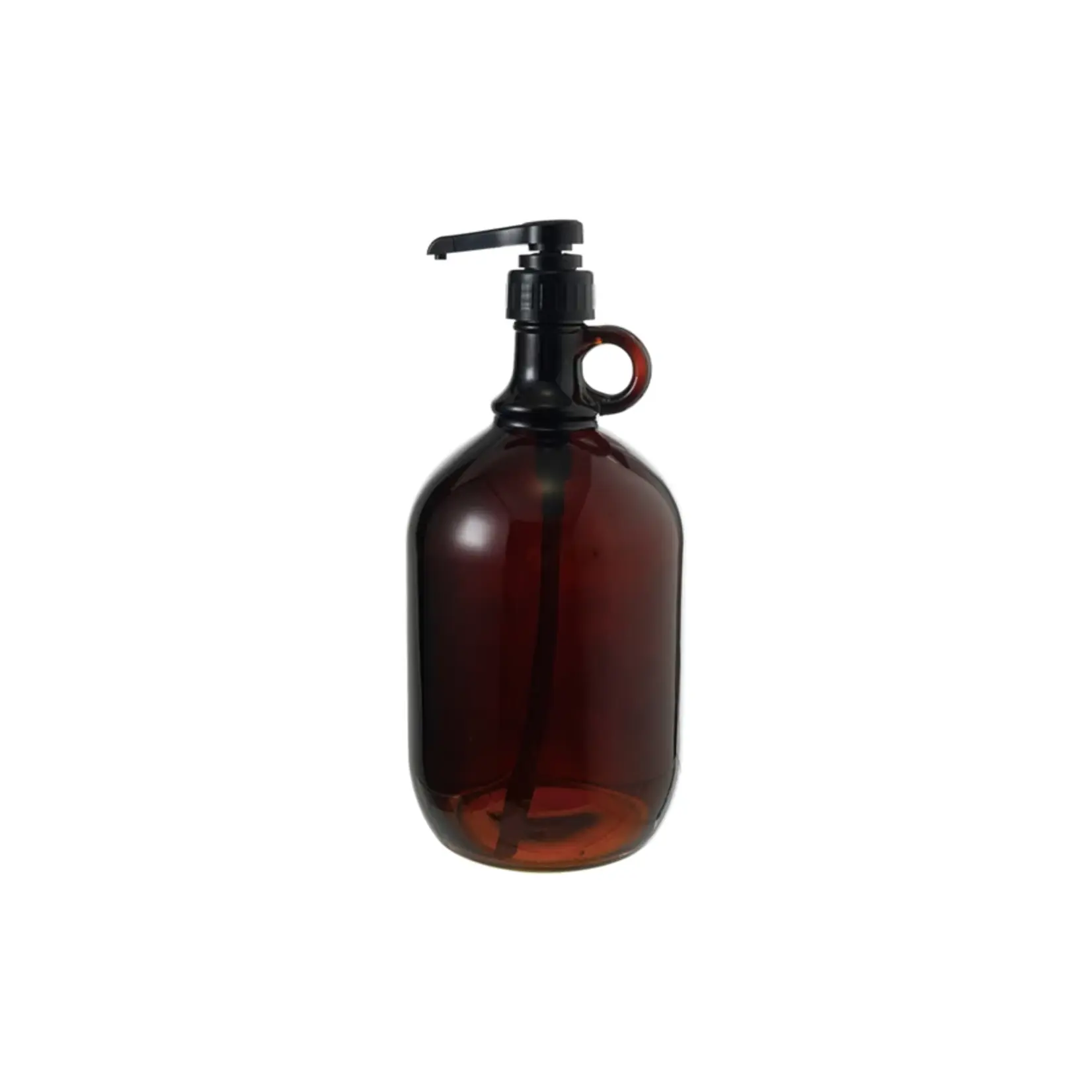 Creative Co-Op Large Glass Dispenser with Pump & Handle- Brown & Black