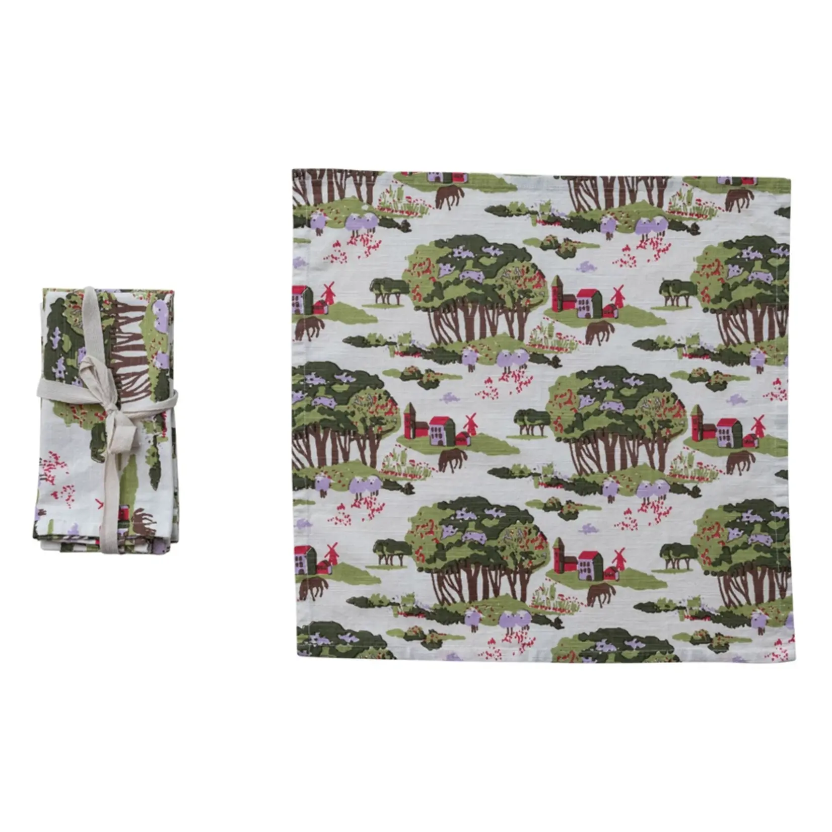 Creative Co-Op 18" Cottage Printed Cototn Napkin SET OF 4