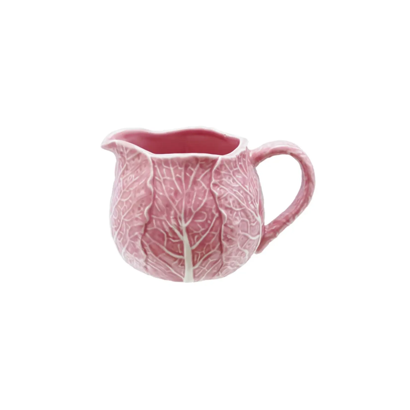Creative Co-Op Hand Painted Pink Stoneware Cabbage Shaped Creamer