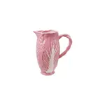 Creative Co-Op Hand Painted Pink Stoneware Cabbage Shaped Pitcher