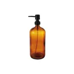 Creative Co-Op Medium Glass Dispenser with Pump- Brow & Black