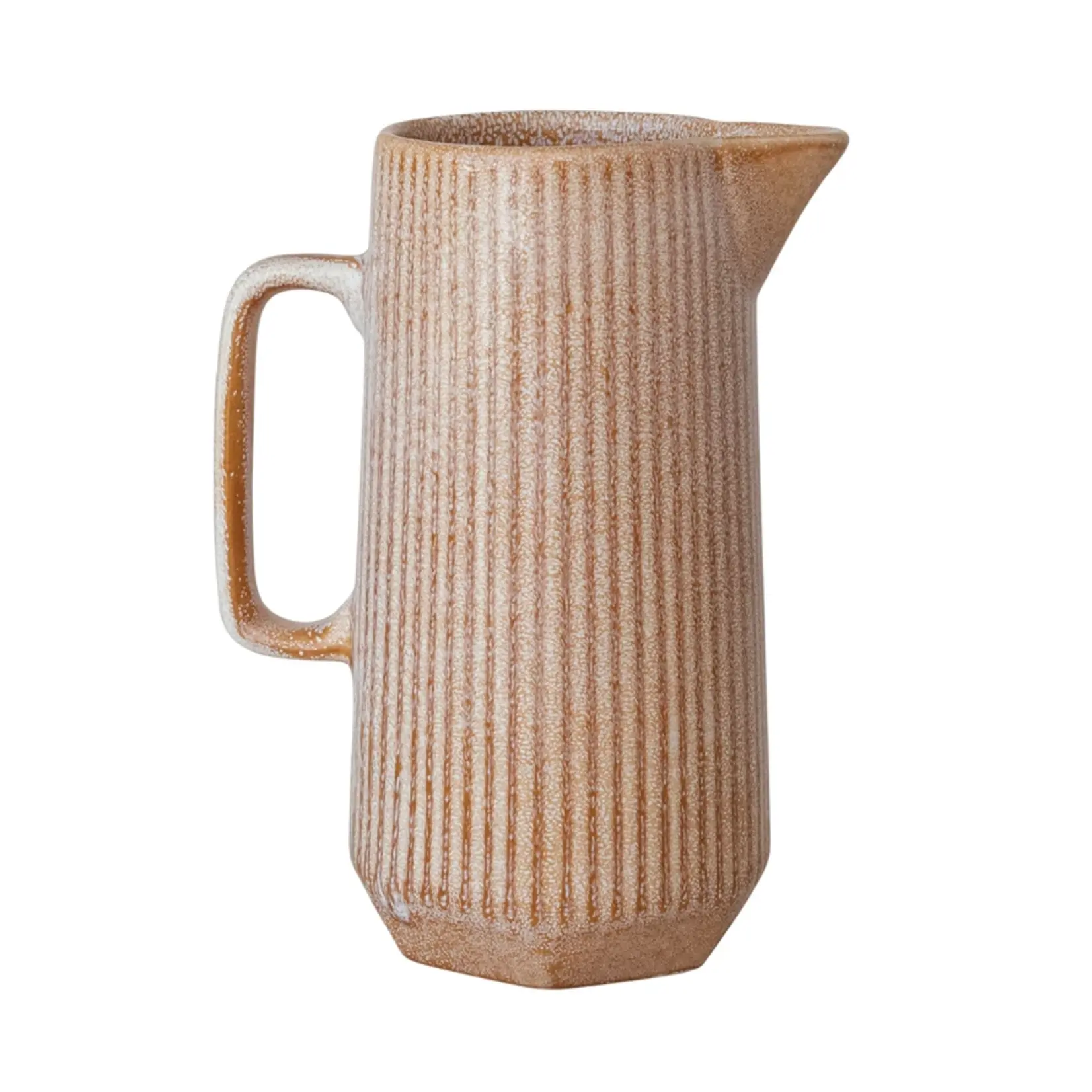 Stoneware Ribbed Pitcher- 2 Quart Apricot