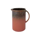 Brown & Pink Glazed Stoneware Pitcher