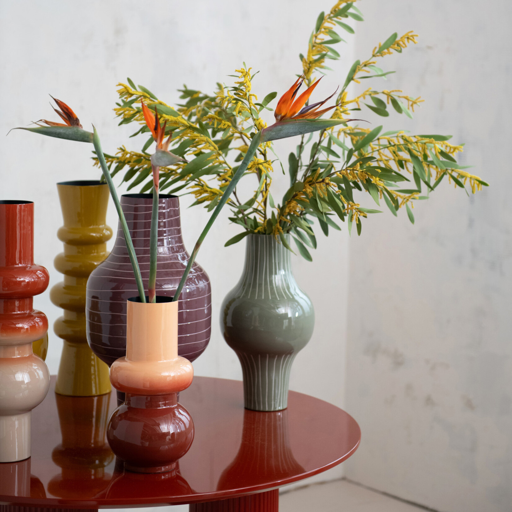 Rust & Nude Ombre Enameled Metal Vase