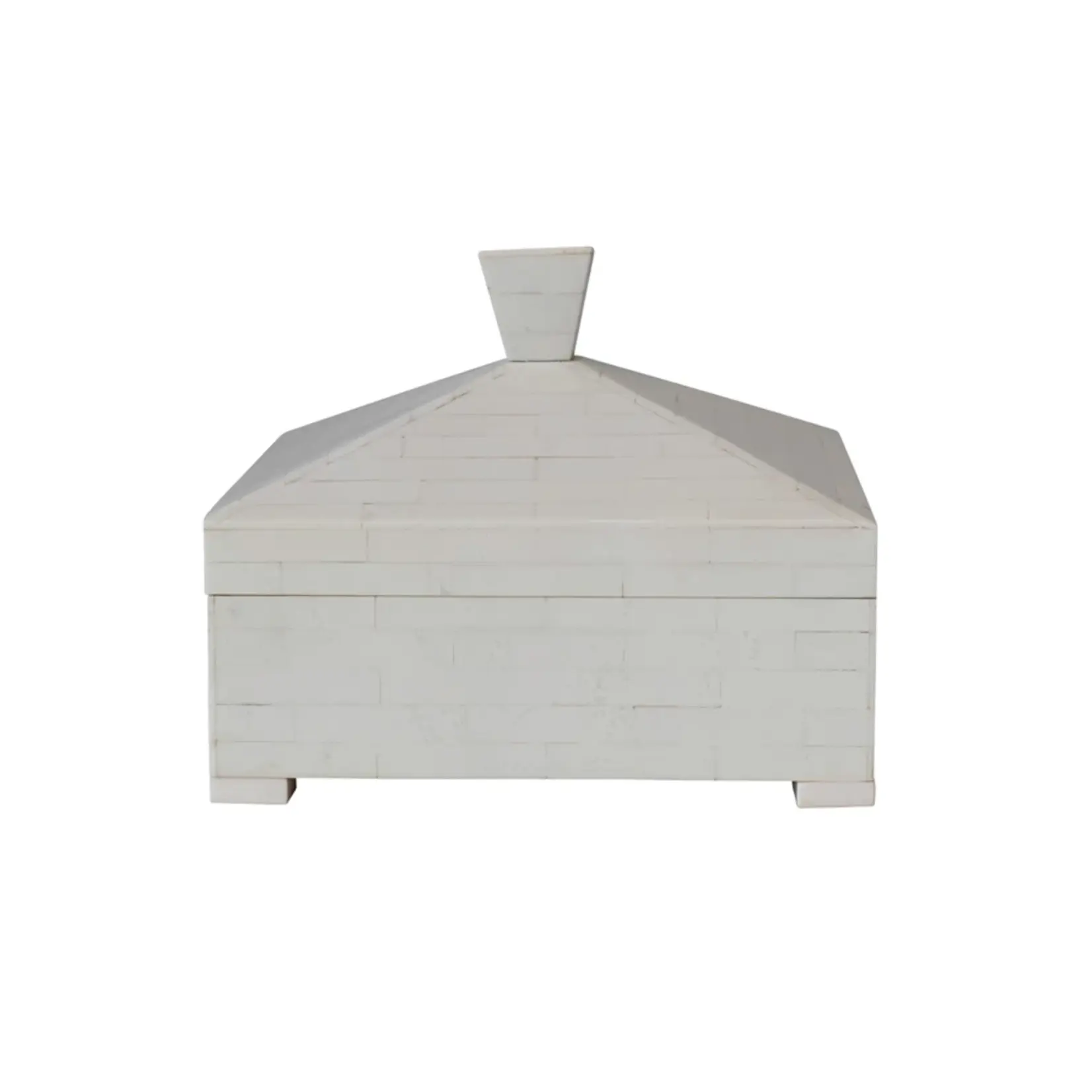 Creative Co-Op Resin Box w/ Pyramid Shaped Lid- Ivory