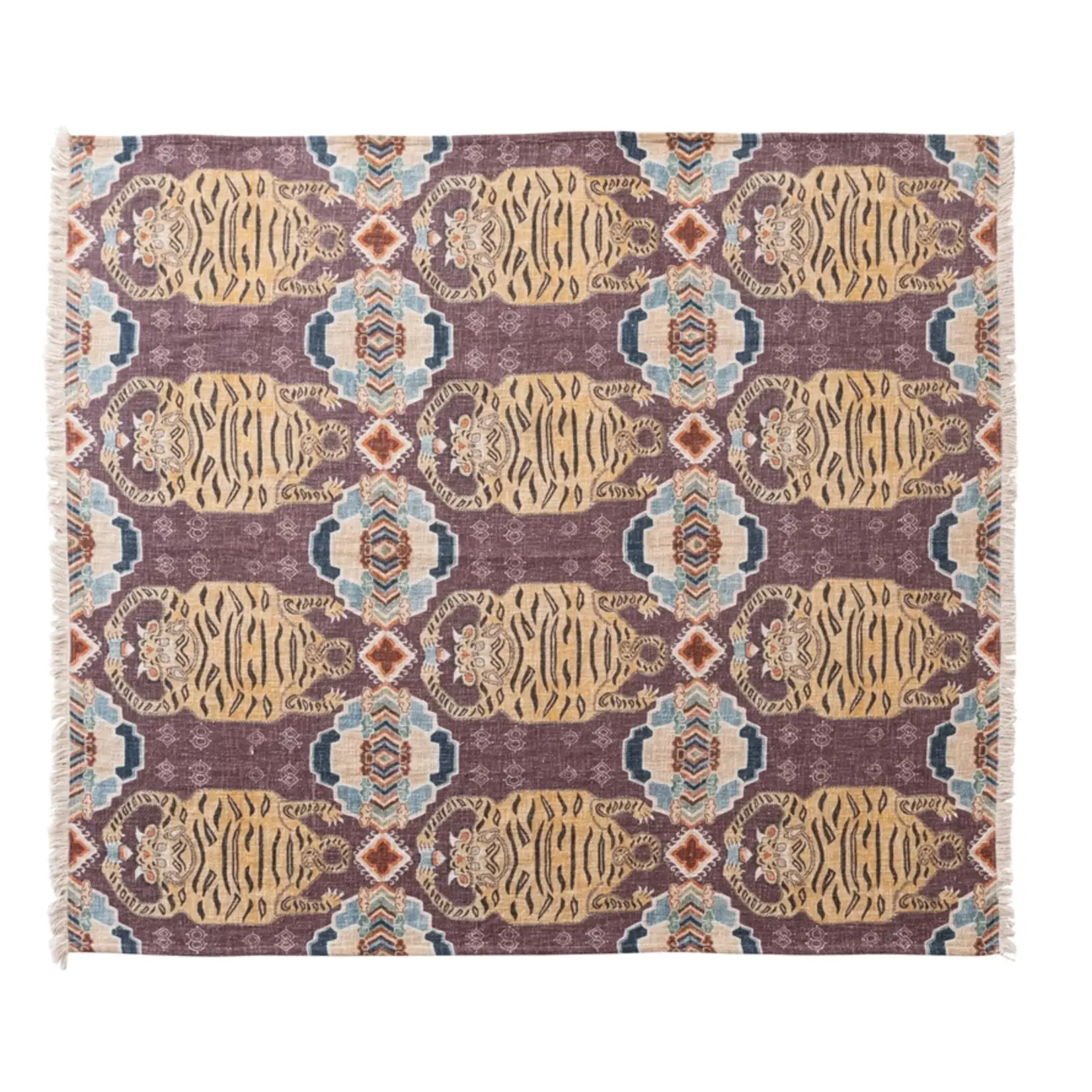 Tibetan Tigers Cotton Slub Printed Throw