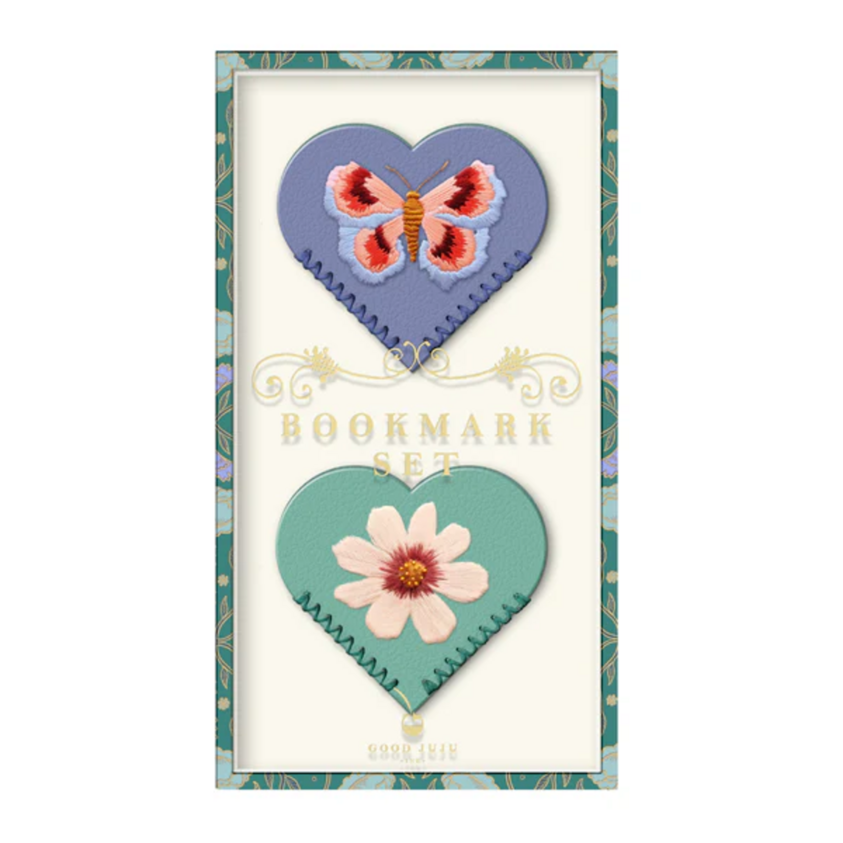 Embroidered Hearts Corner Book Marks SET OF 2