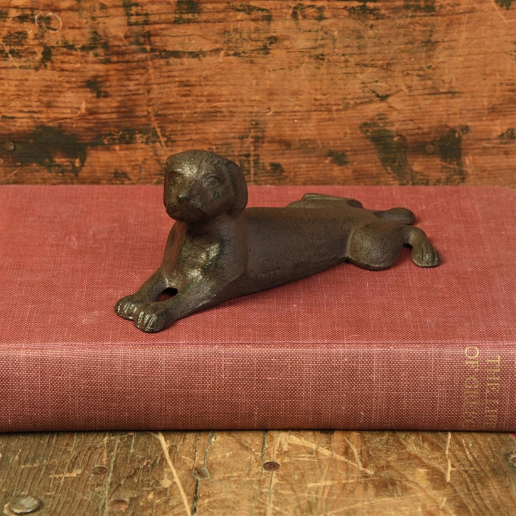 Antique Brown Cast Iron Lab Door Wedge