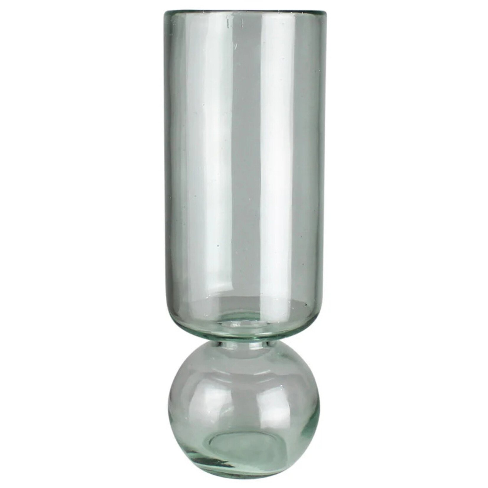 Tall Glass Ribed Cylinder Vase