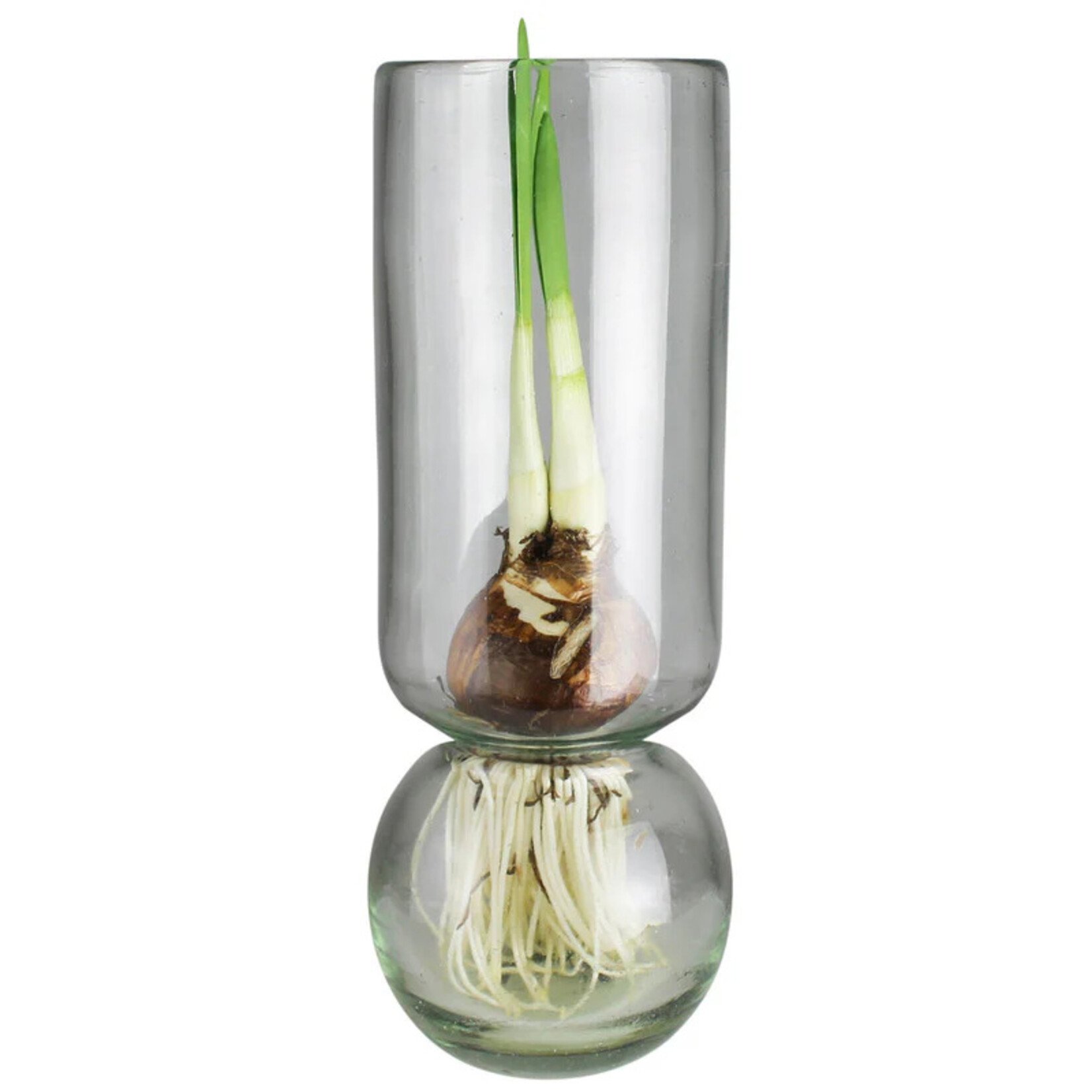 Tall Glass Ribed Cylinder Vase