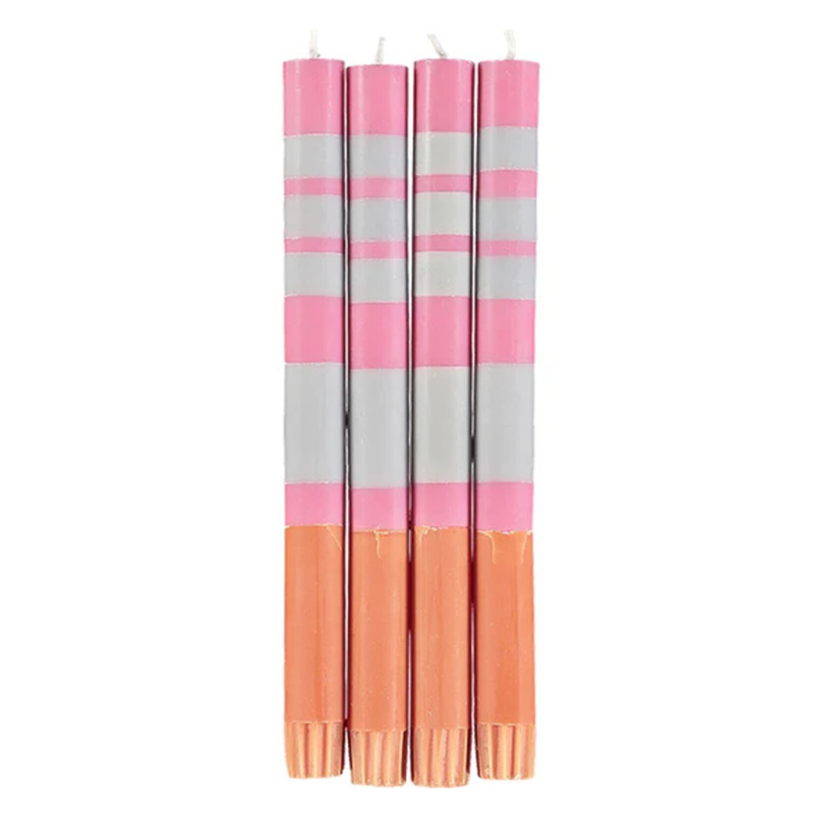 British Colour Standard Orange Flame Willow & Neyron Rose Taper Candles SET OF 4