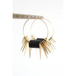 David Aubrey Jewelry Black and Brass Geometric Hoop Earrings