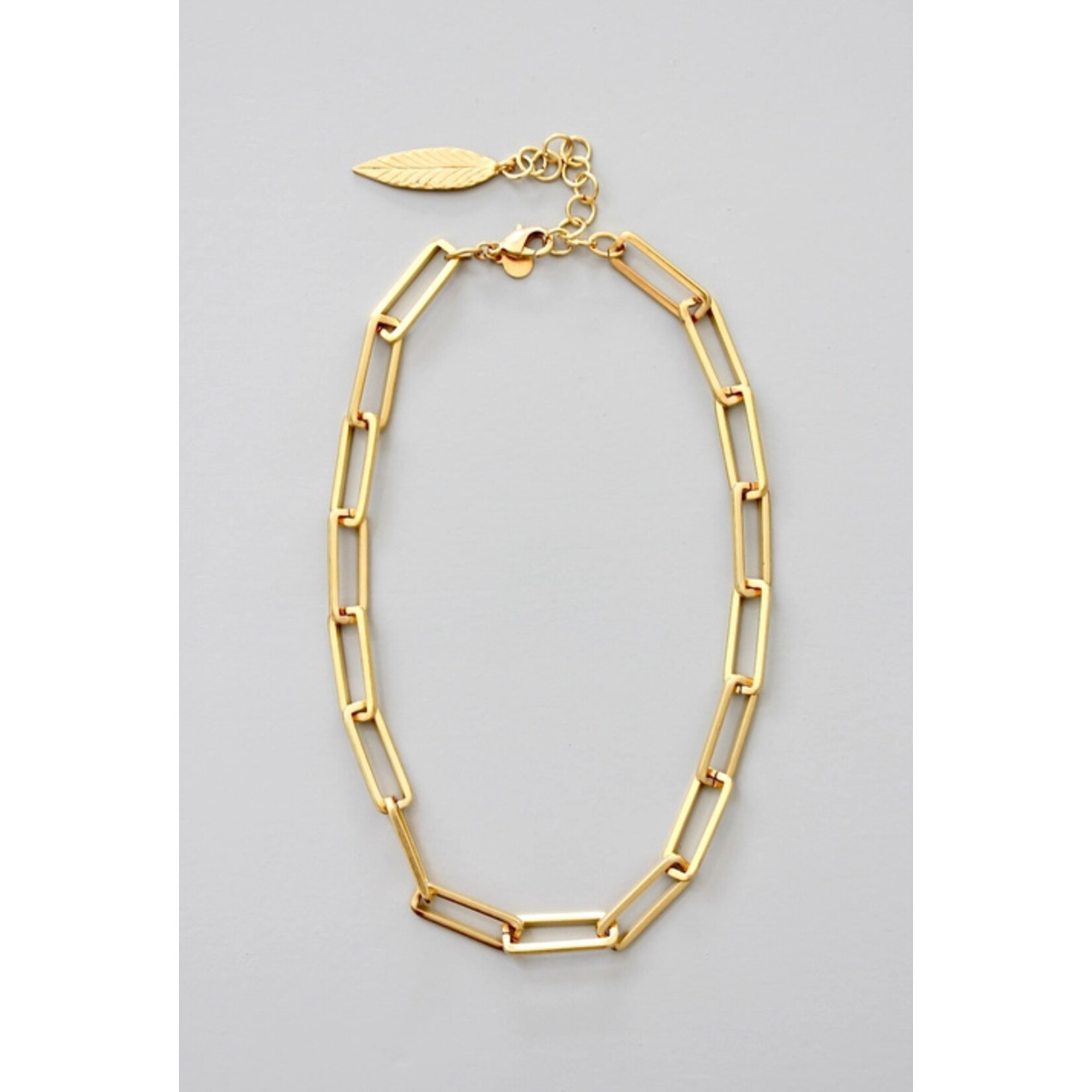 David Aubrey Jewelry 18k Matte Gold Paperclip Necklace
