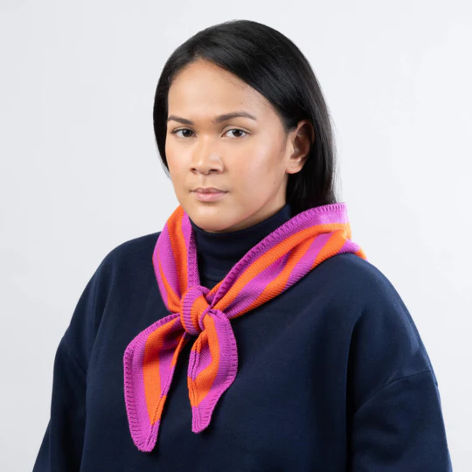 Verloop Simple Stripe Triangle Scarf- Poppy Magenta