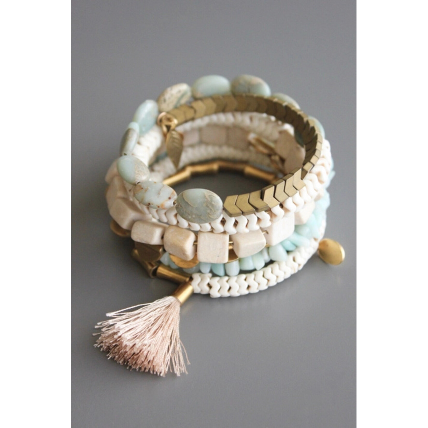 David Aubrey Jewelry Magnesite Brass Amazonite Wrap Bracelet