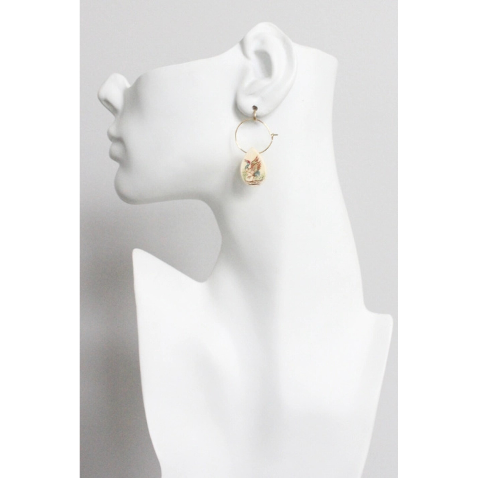 David Aubrey Jewelry Carved and Hand Painted Hoop Earrings