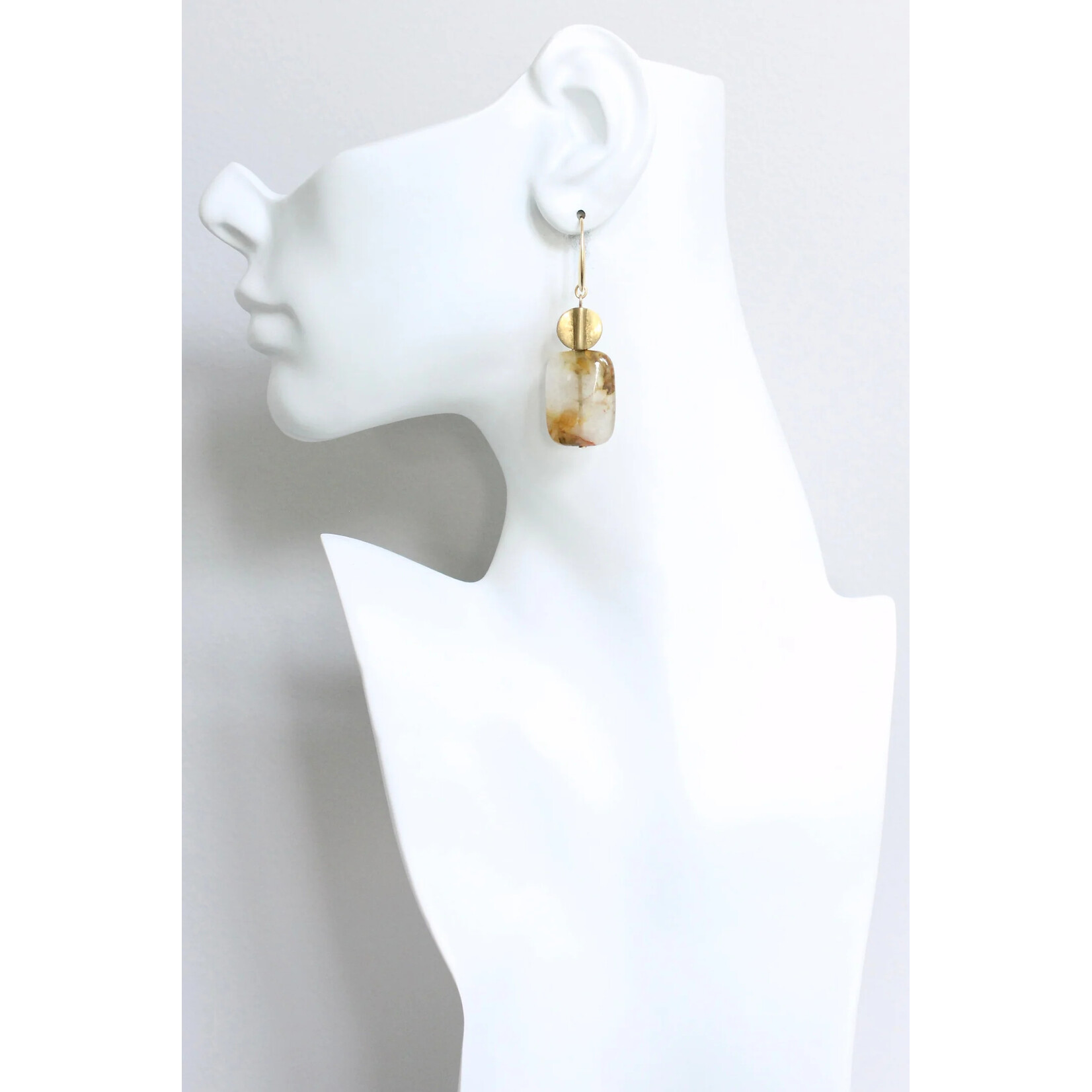 David Aubrey Jewelry Agate and Brass Earrings