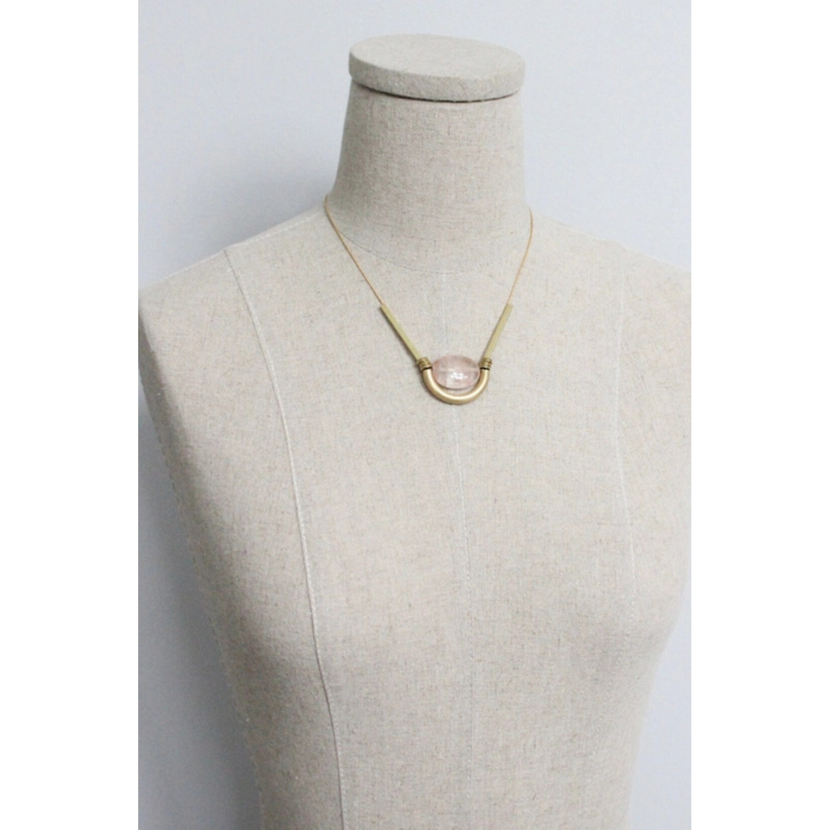 David Aubrey Jewelry Rose Quartz Geometric Necklace