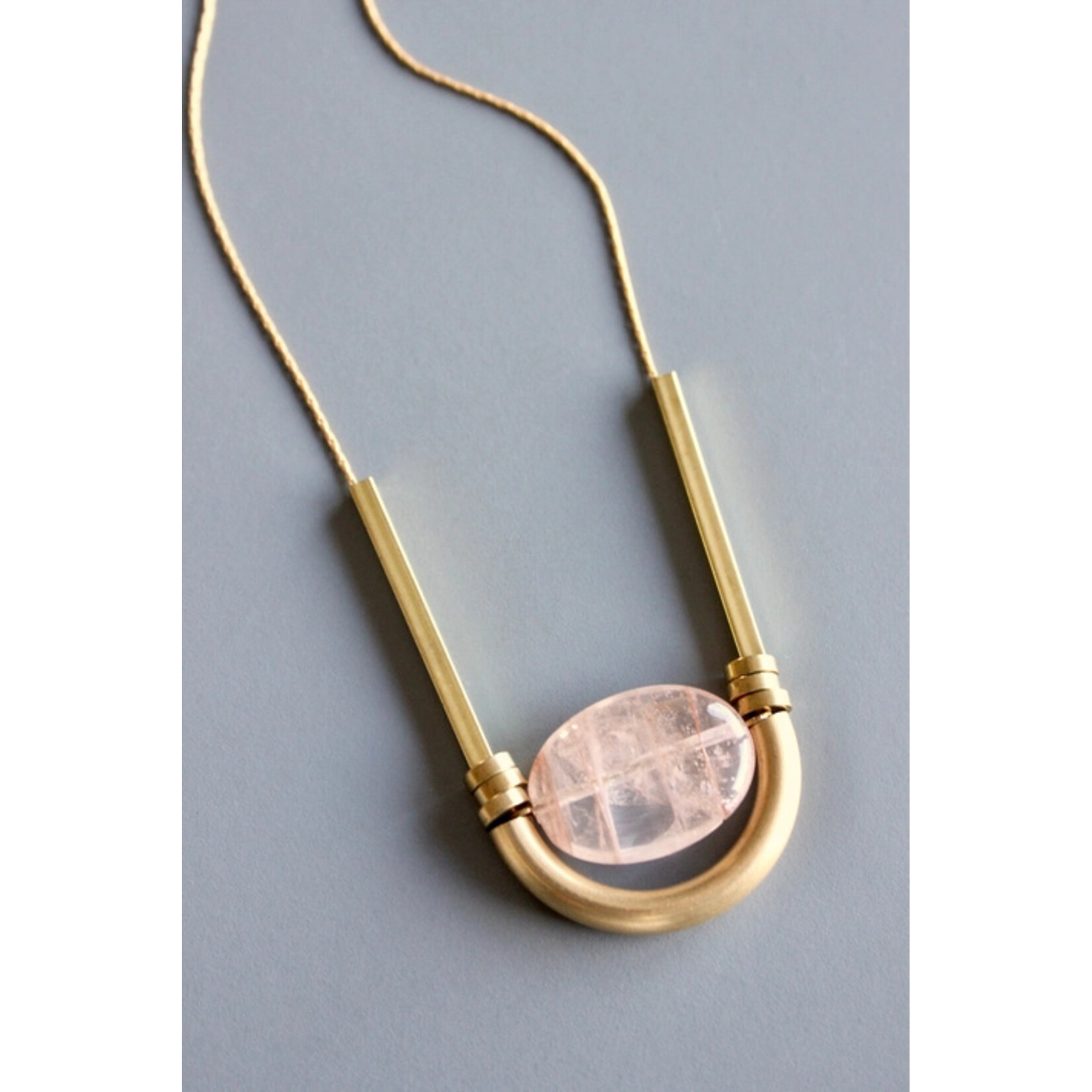 David Aubrey Jewelry Rose Quartz Geometric Necklace