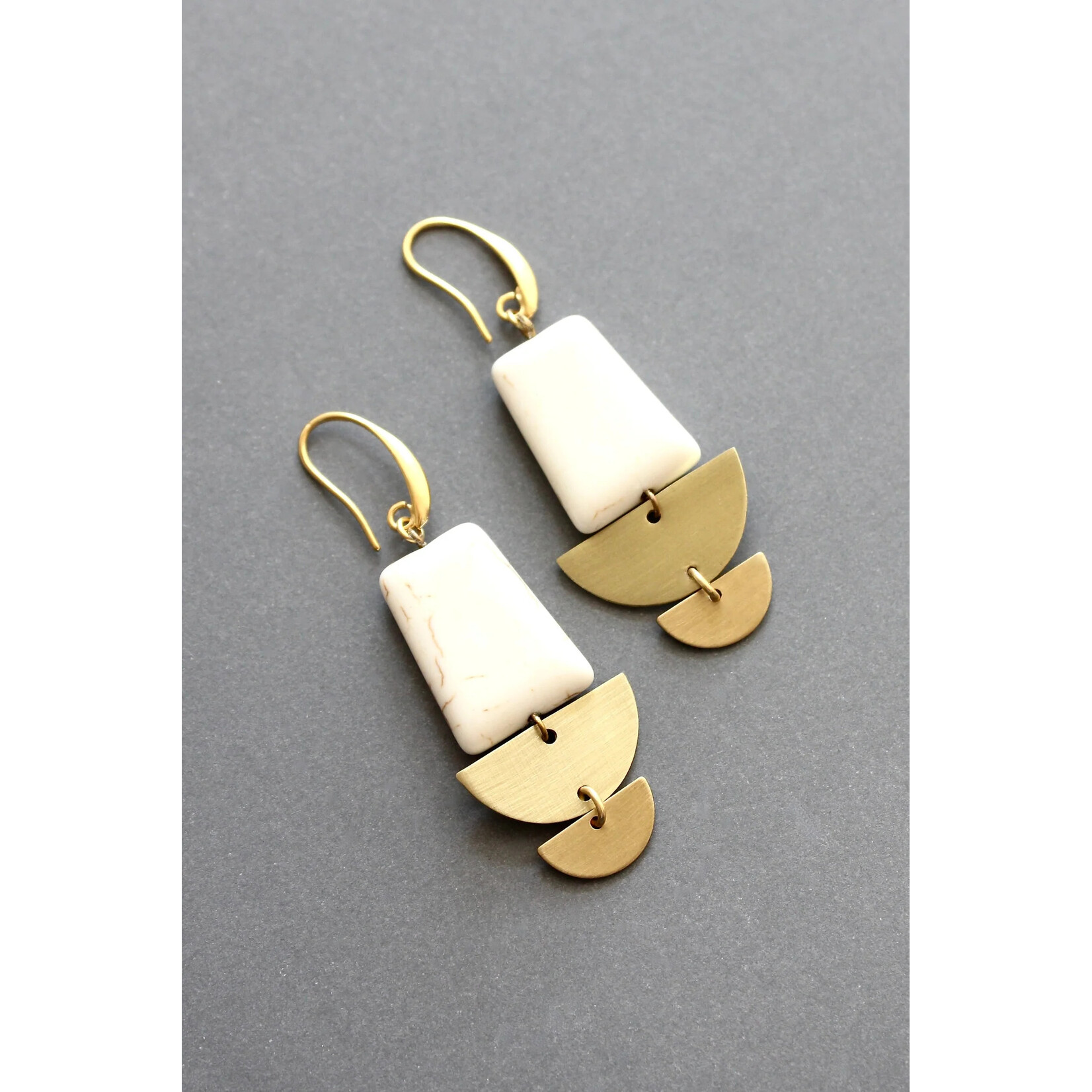 David Aubrey Jewelry White Geometric Earrings