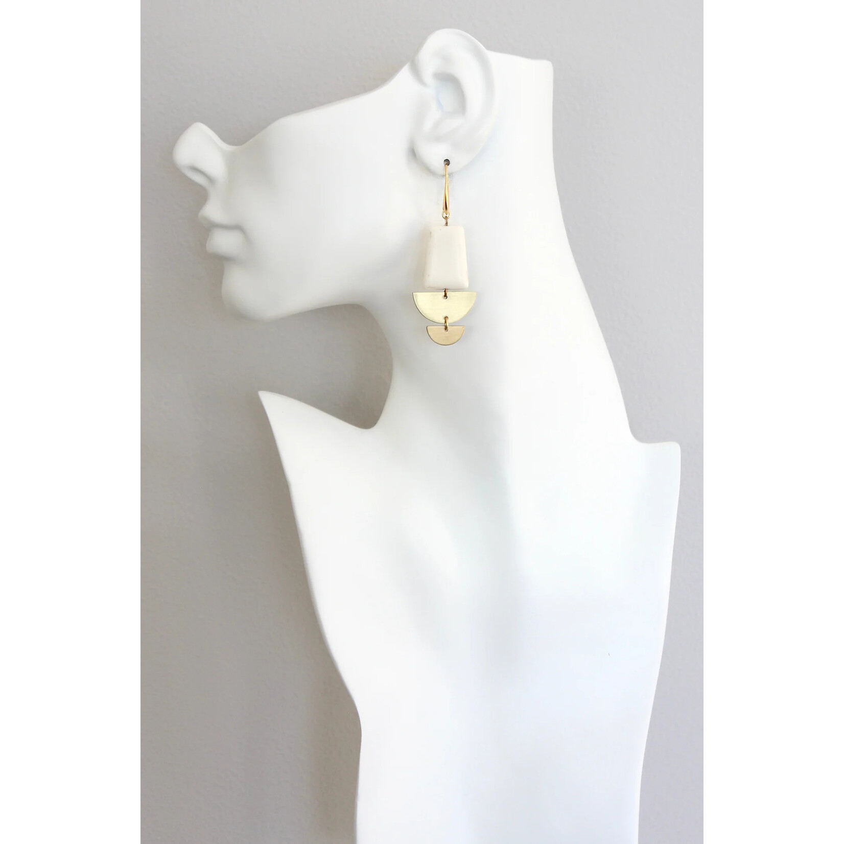 David Aubrey Jewelry White Geometric Earrings