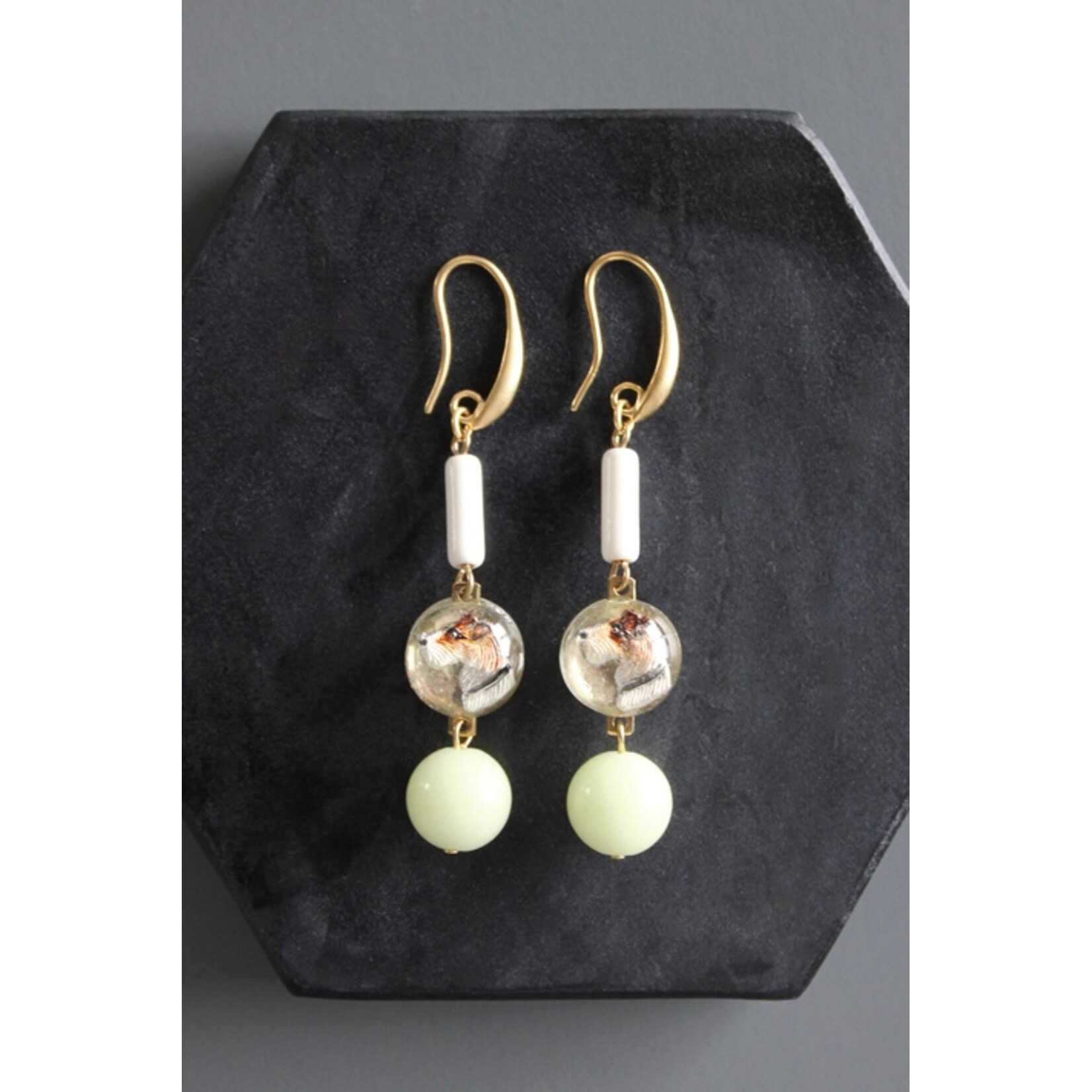David Aubrey Jewelry Vintage Doggie Glass Cluster Earrings