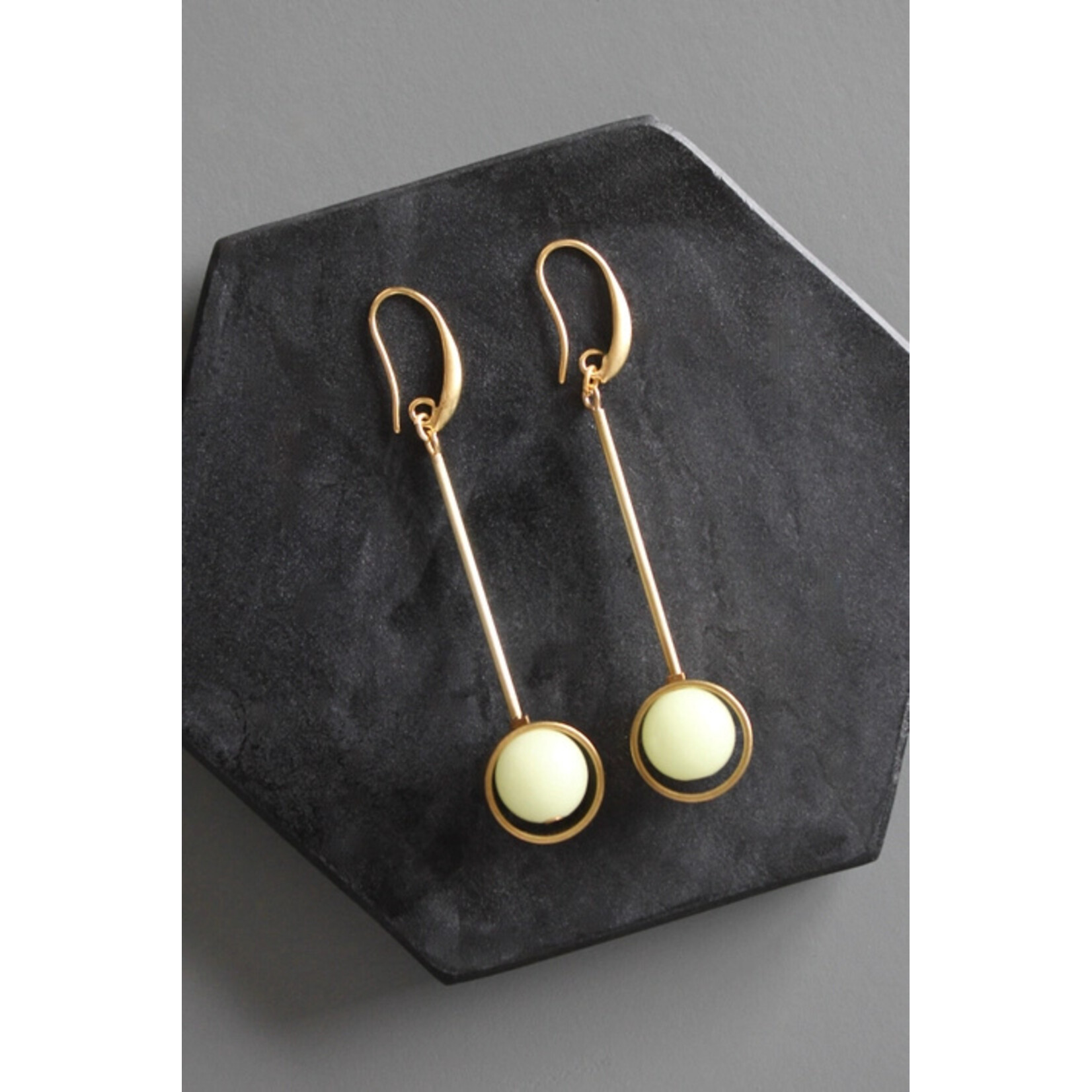 David Aubrey Jewelry Celadon Glass Bead Geometric Earrings