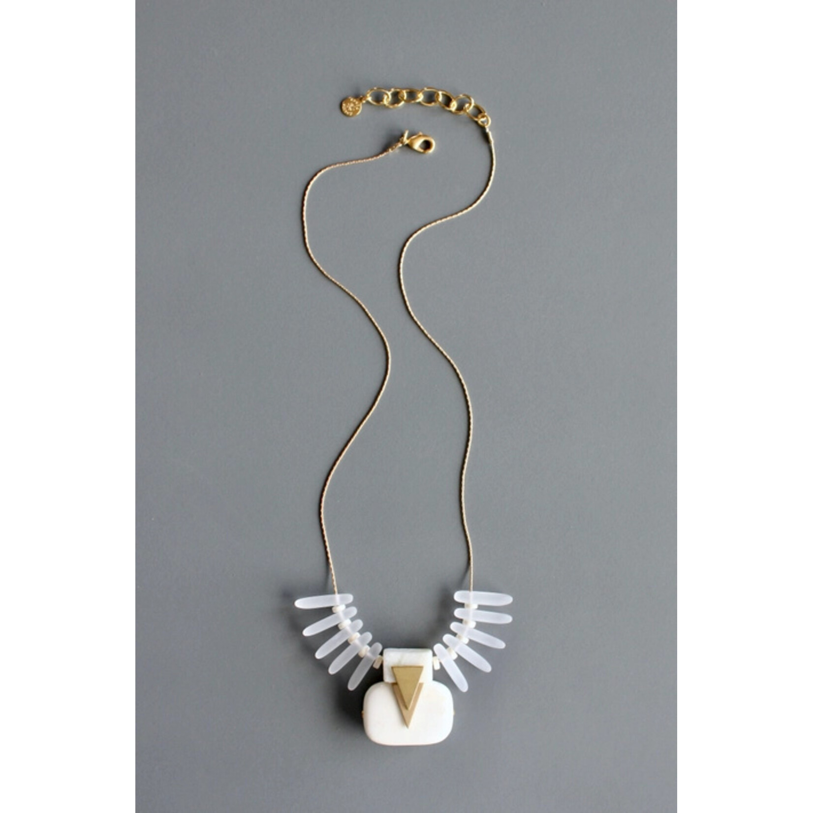 David Aubrey Jewelry White Glass Fringe Artdeco Necklace