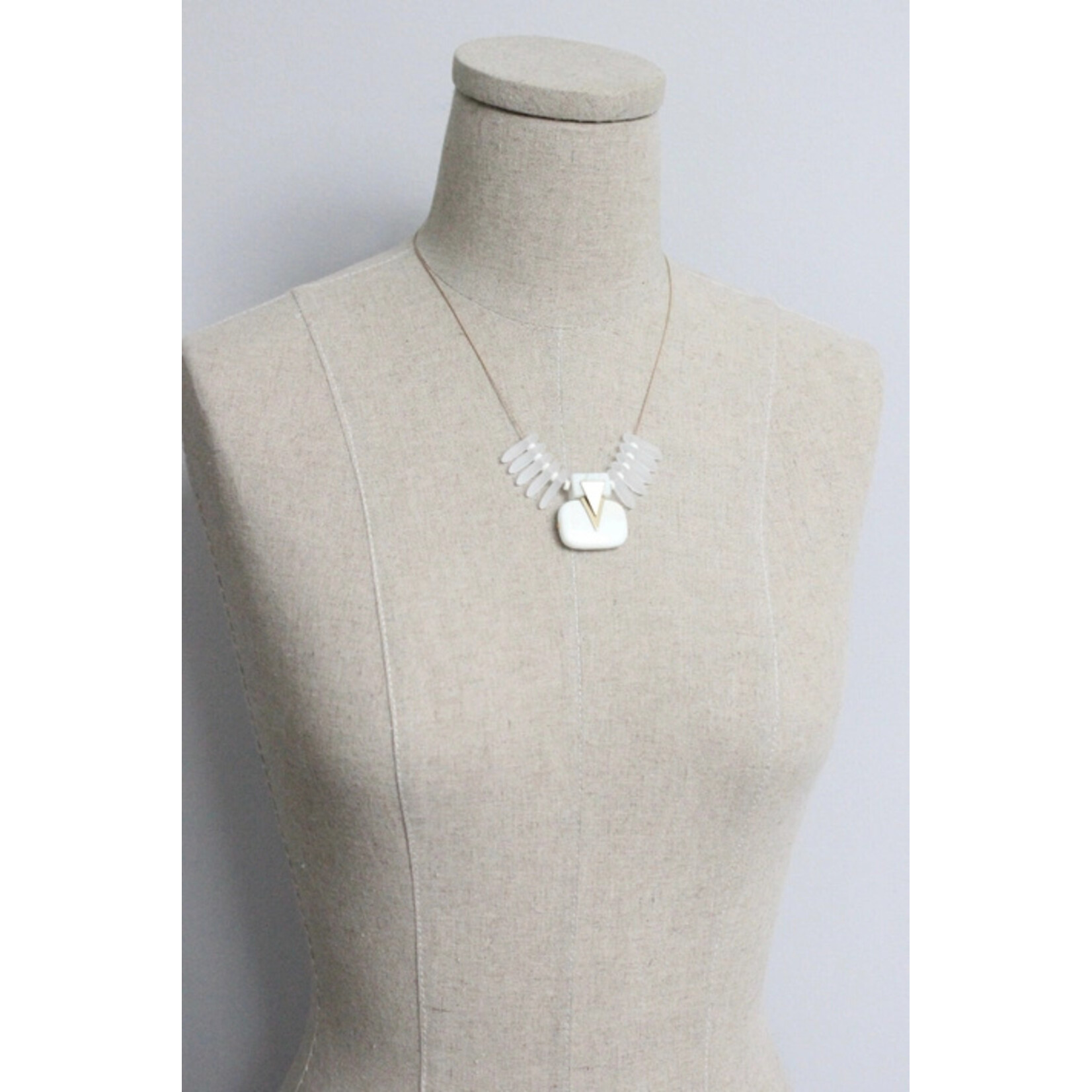 David Aubrey Jewelry White Glass Fringe Artdeco Necklace