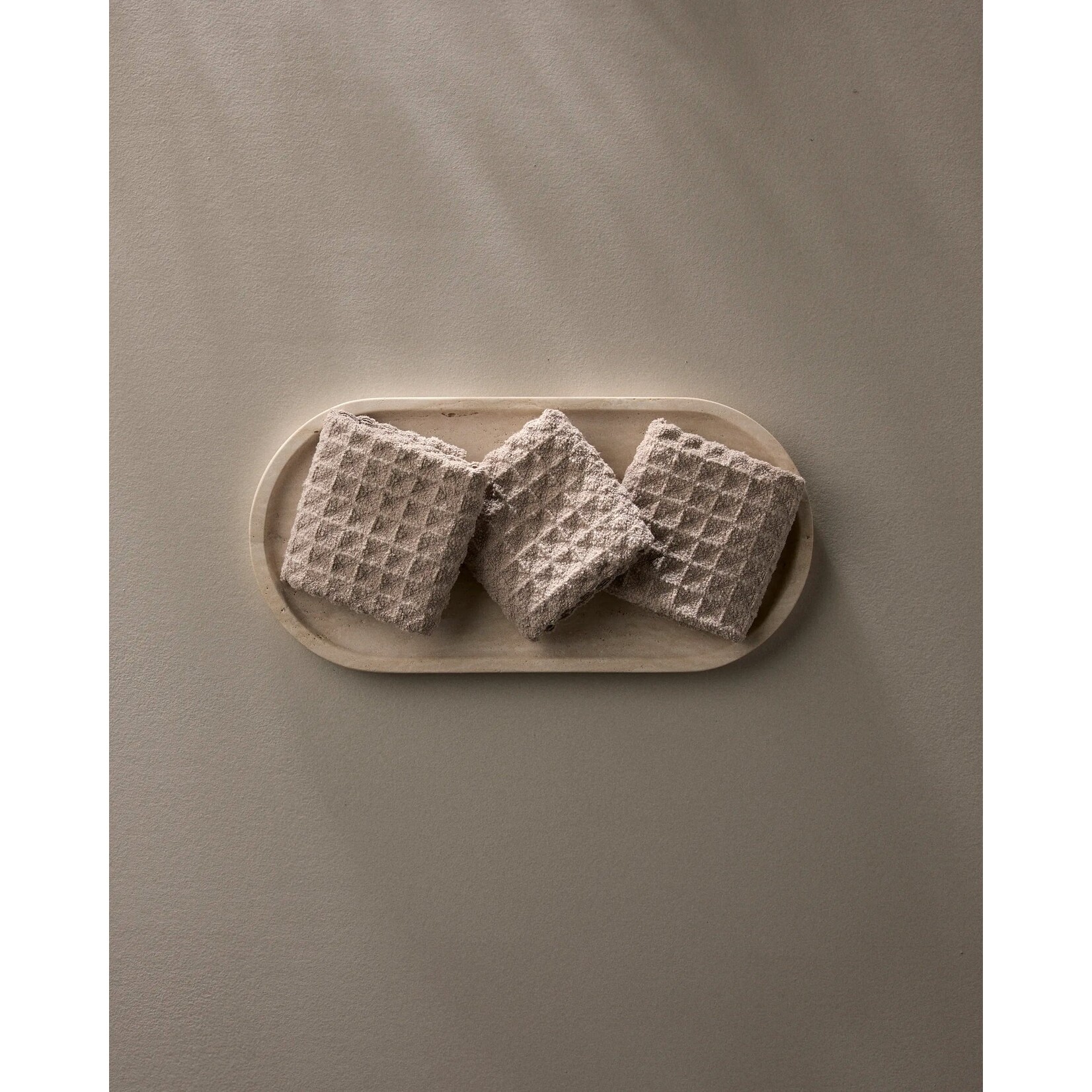Geometry Waffle Washcloth SET OF 3- Taupe