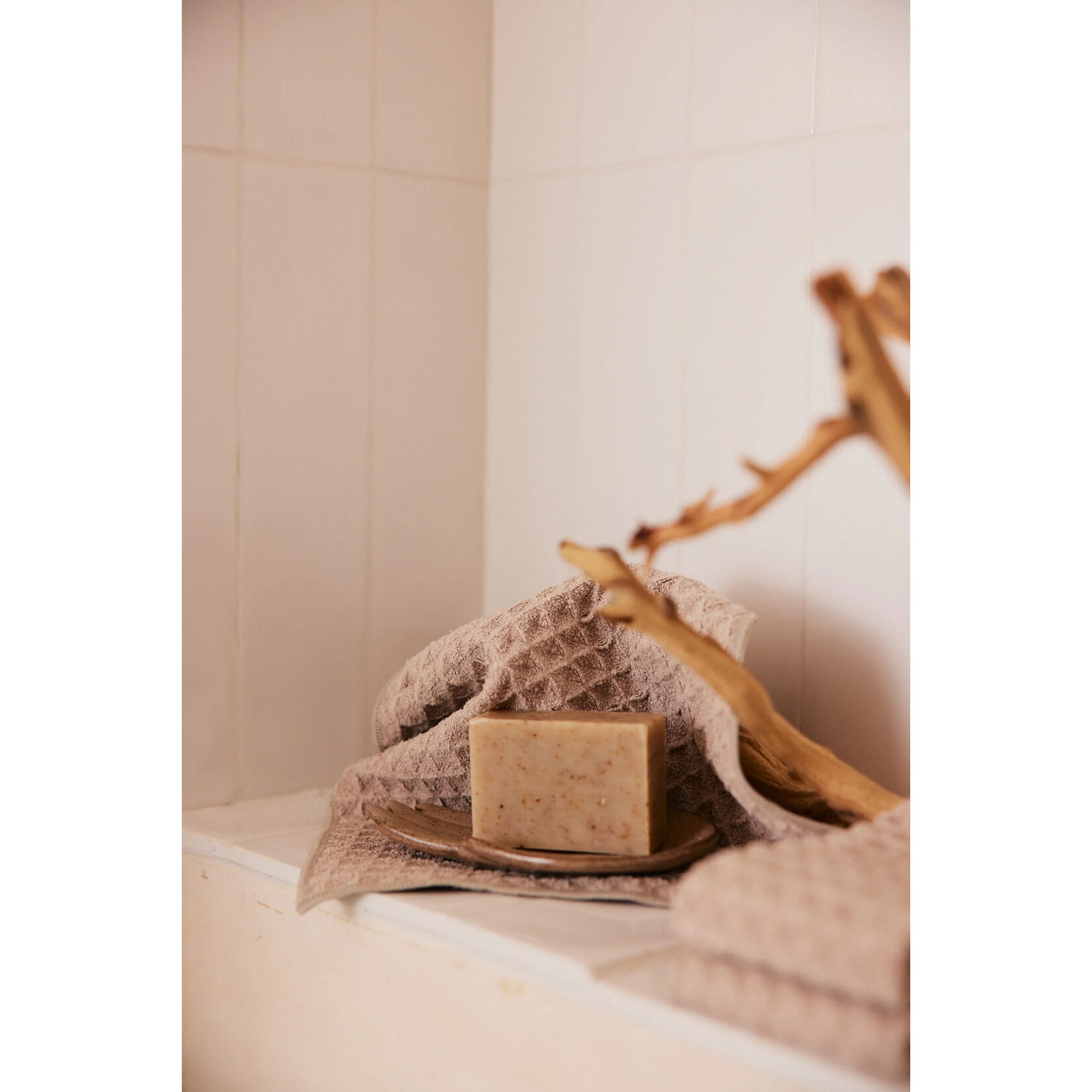 Geometry Waffle Washcloth SET OF 3- Taupe