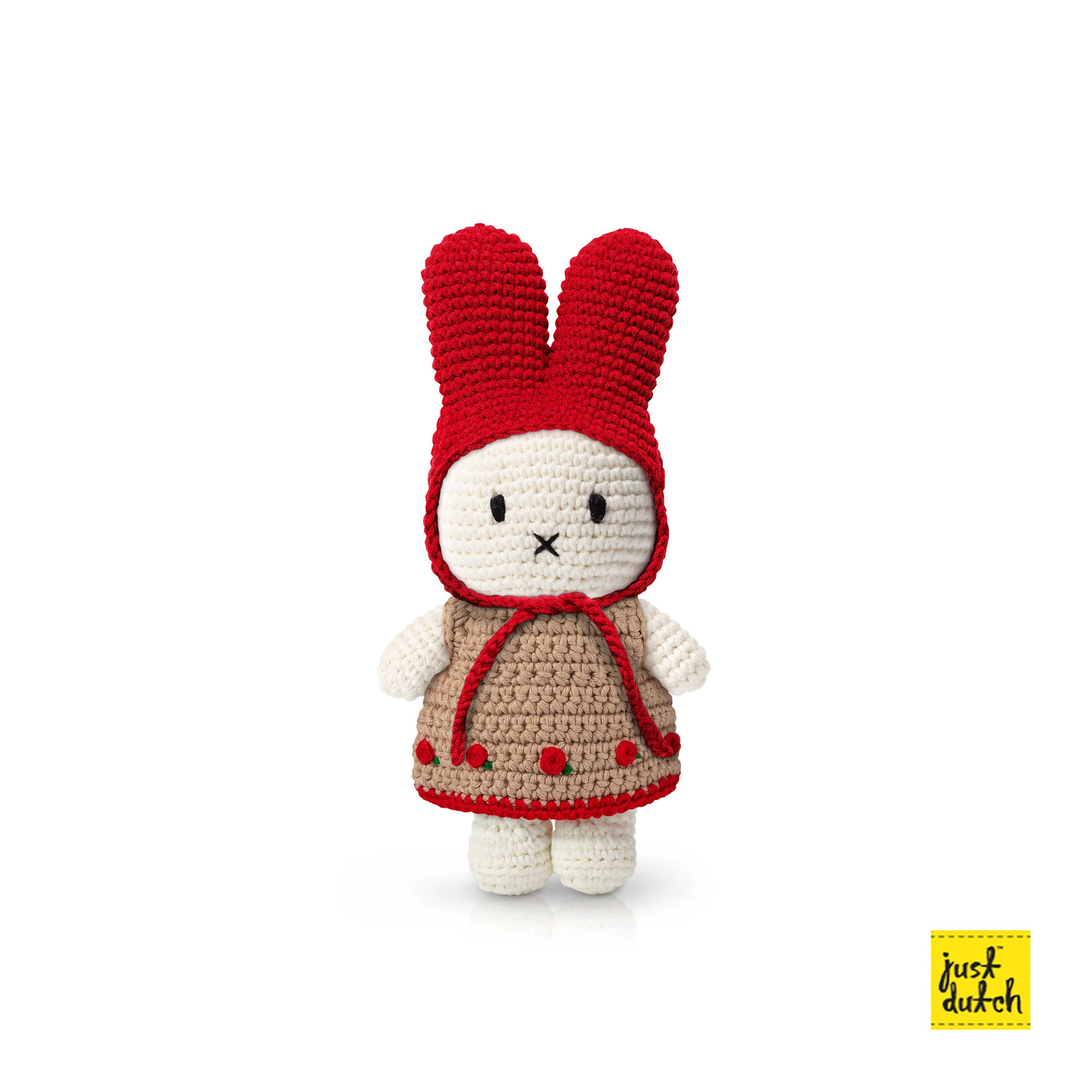 Just Dutch US Miffy in her Rose Dress + Red Hat