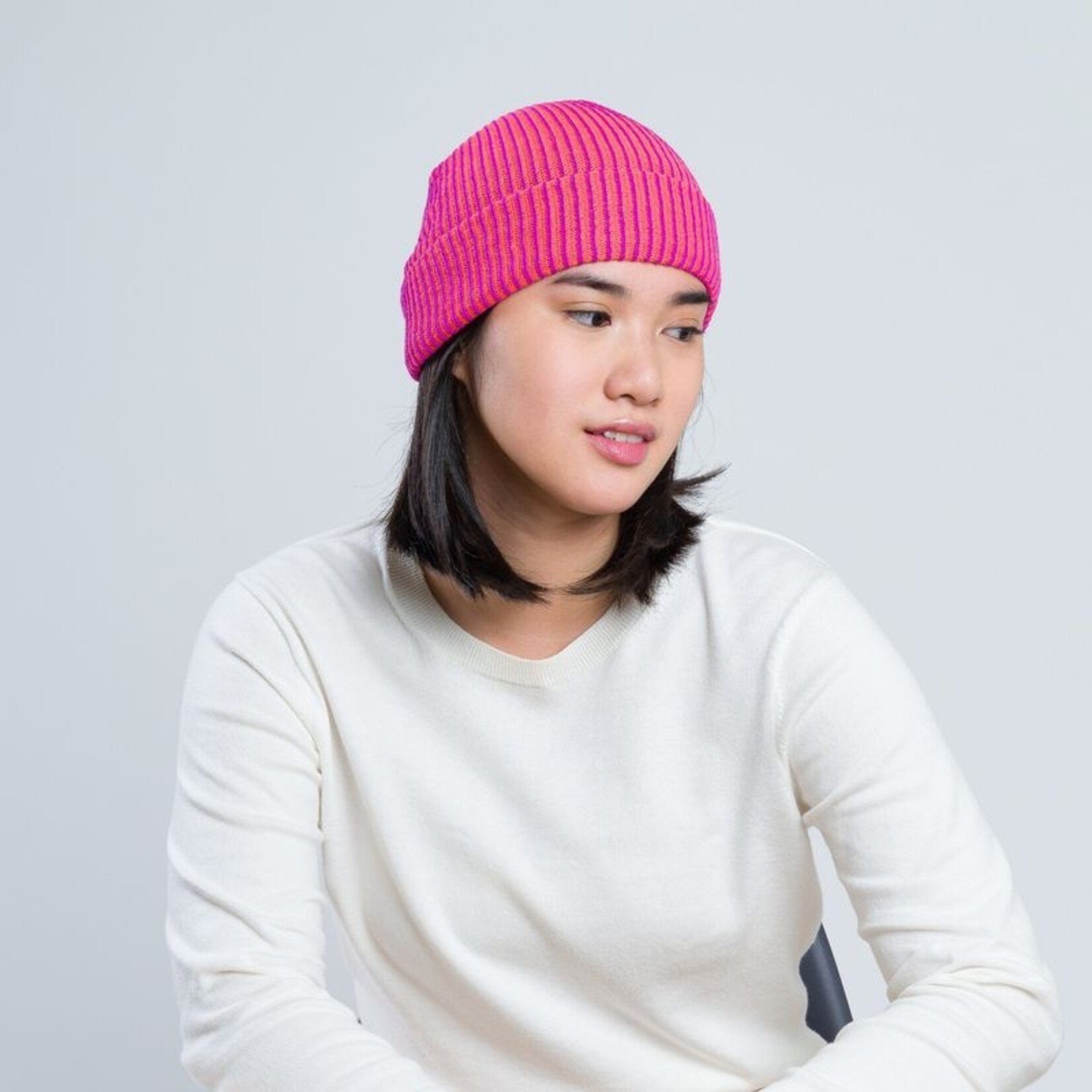 Verloop Rib Simple Knit Beanie- Poppy Magenta