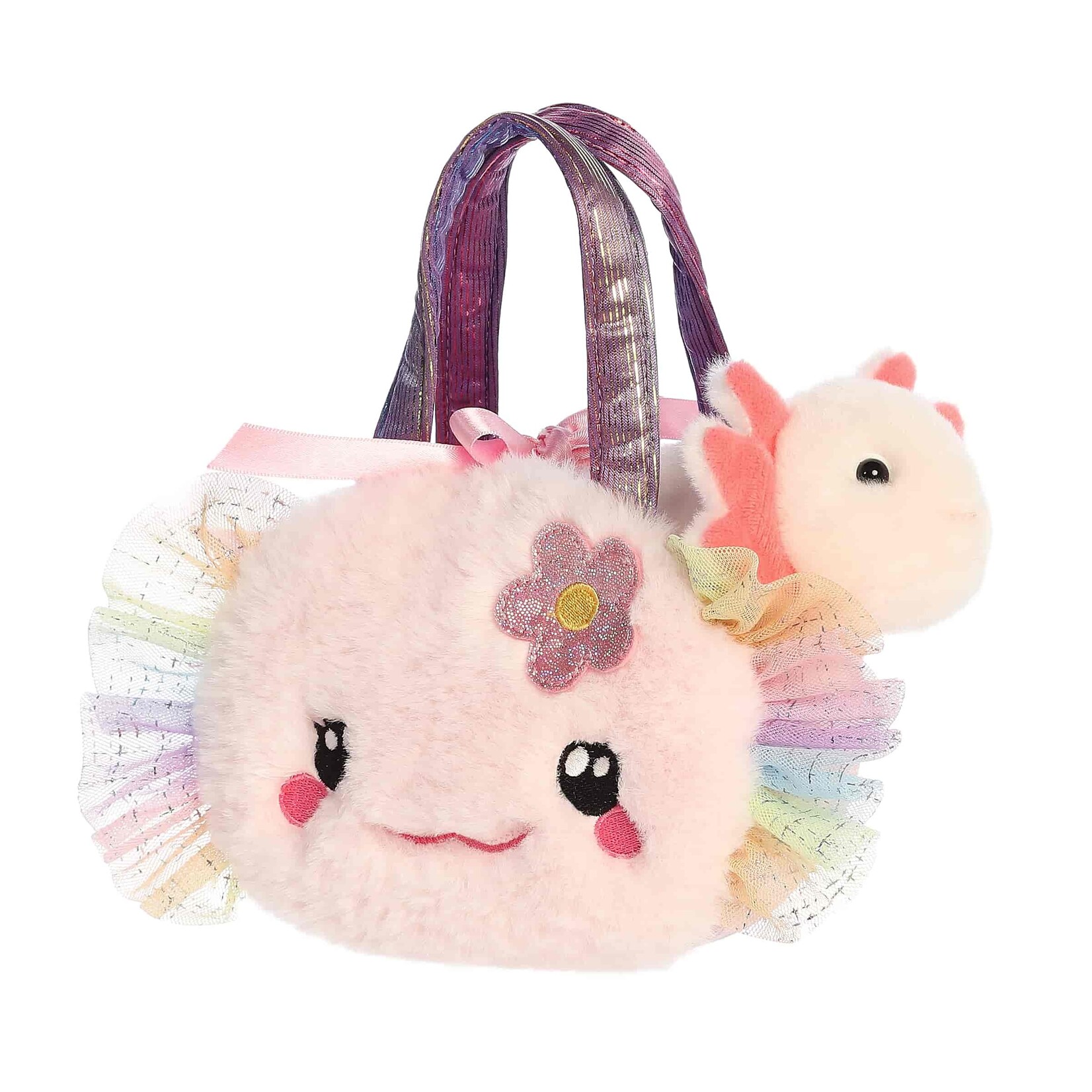 Aurora World Fuzzy Face Rainbow Axolotl Pet Carrier