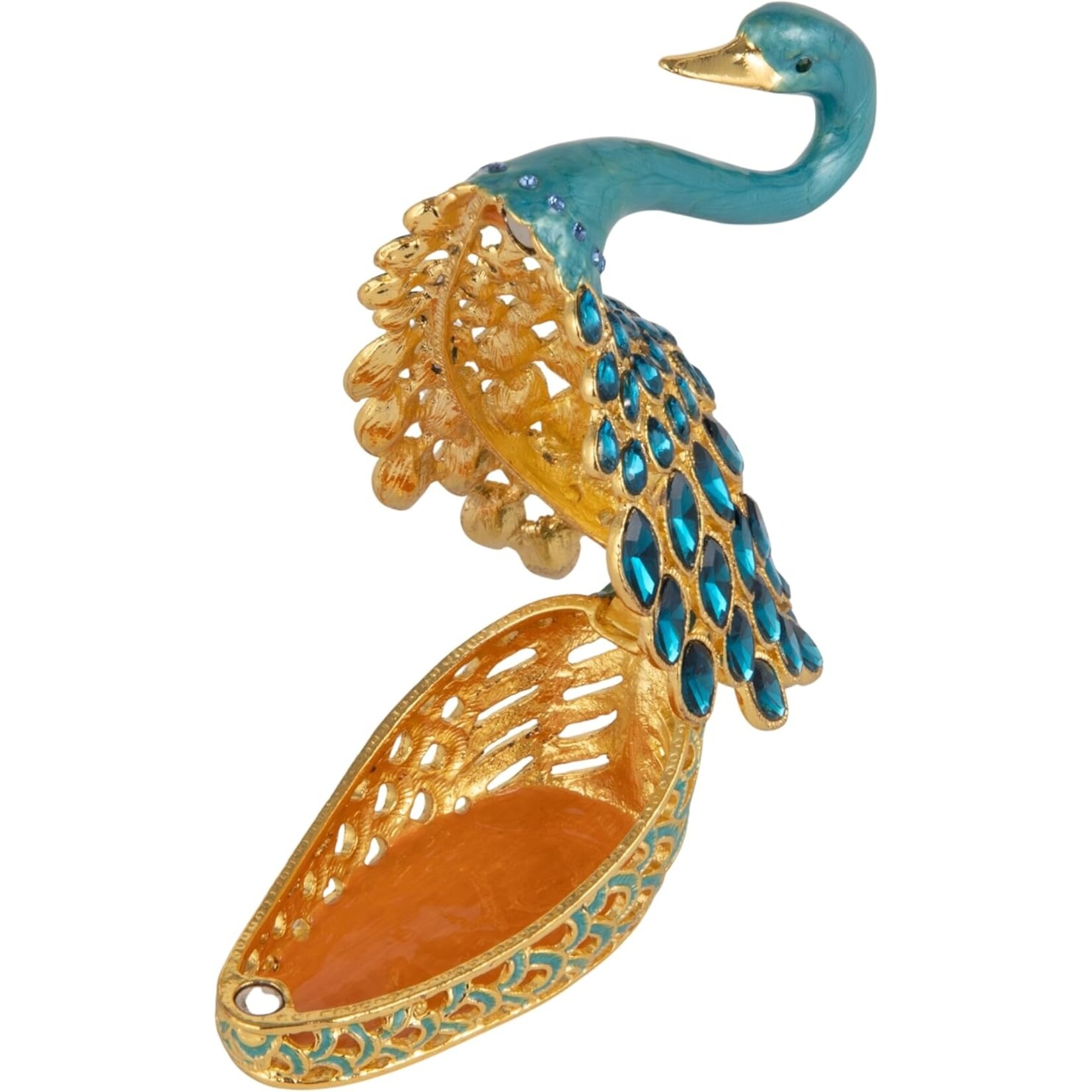 Creative Co-Op Enameled Metal Swan Shaped Trinket Box