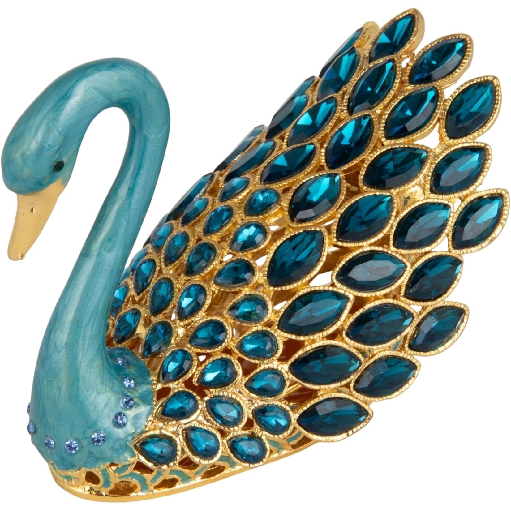 Creative Co-Op Enameled Metal Swan Shaped Trinket Box