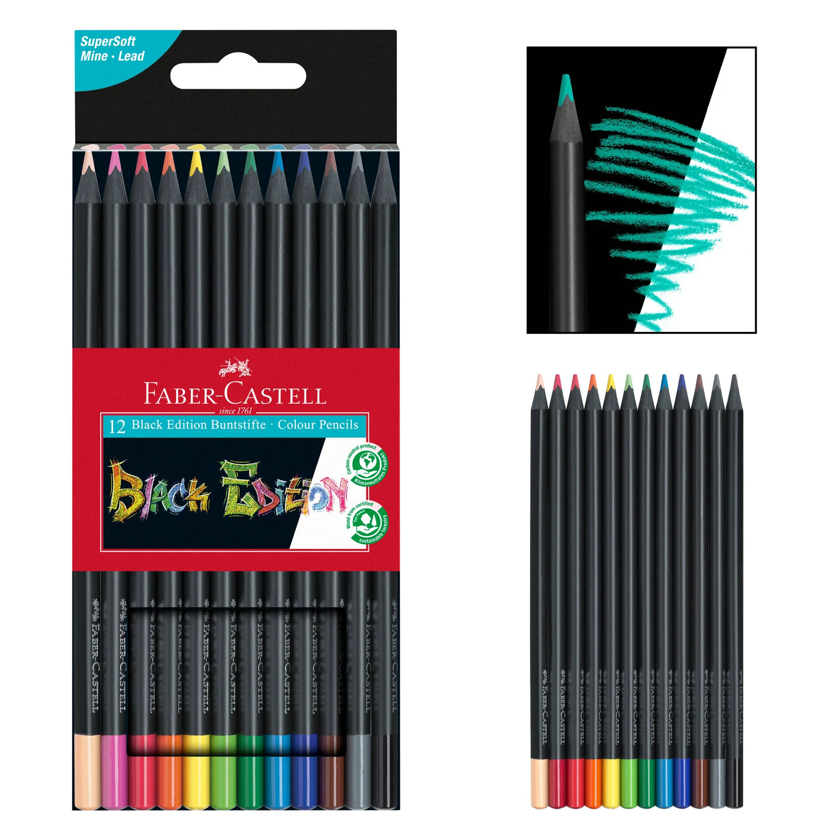 Creativity for Kids Super Soft Colored Pencils Black Wood