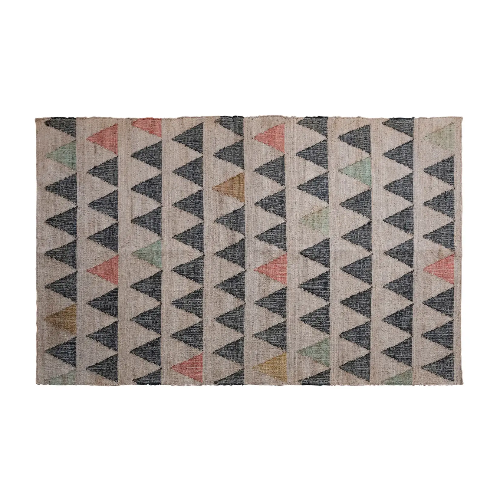 Creative Co-Op 5' X 8' Woven Jute and Cotton Geometric Rug