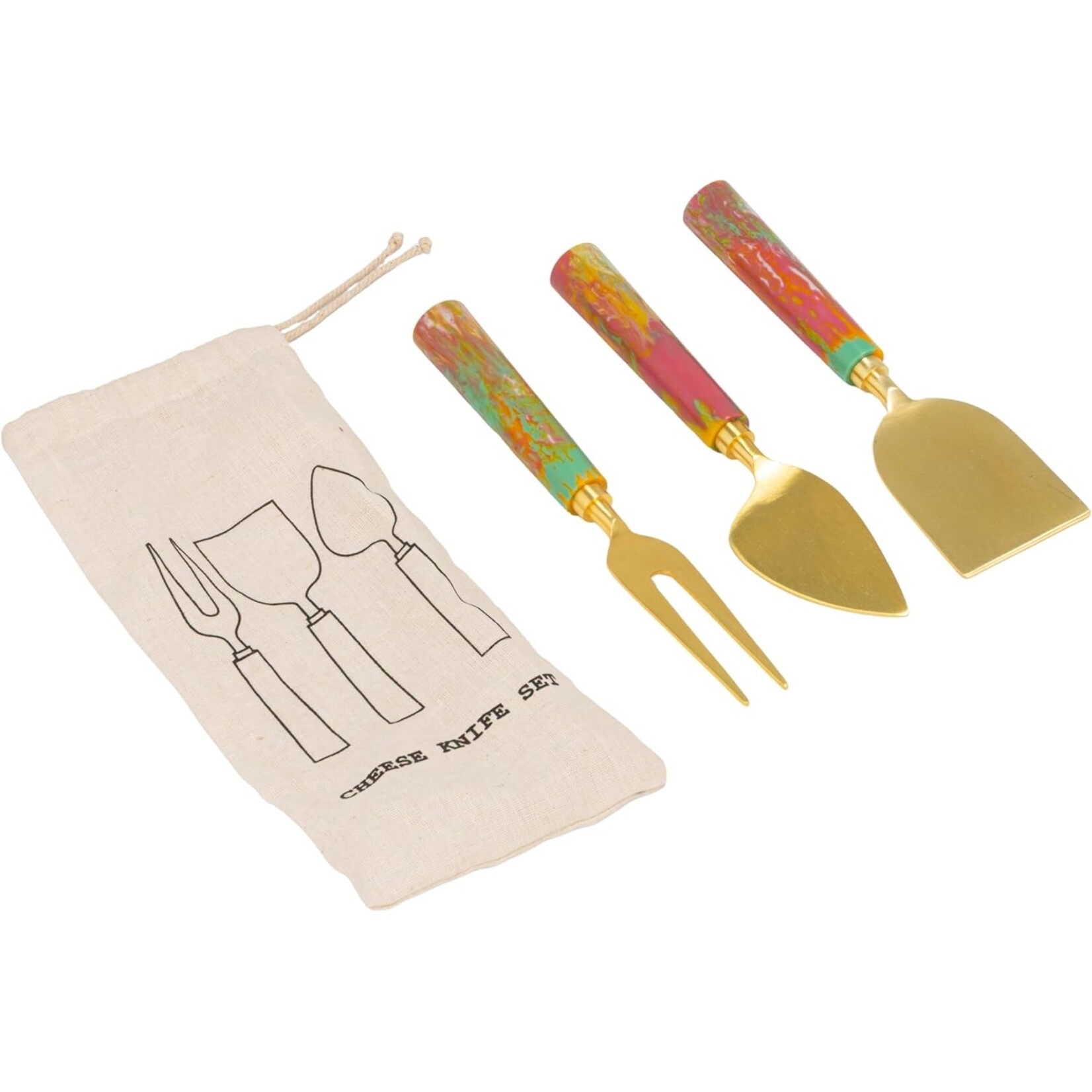 Creative Co-Op Cheese Knives w/ Marbled Resin SET OF 3