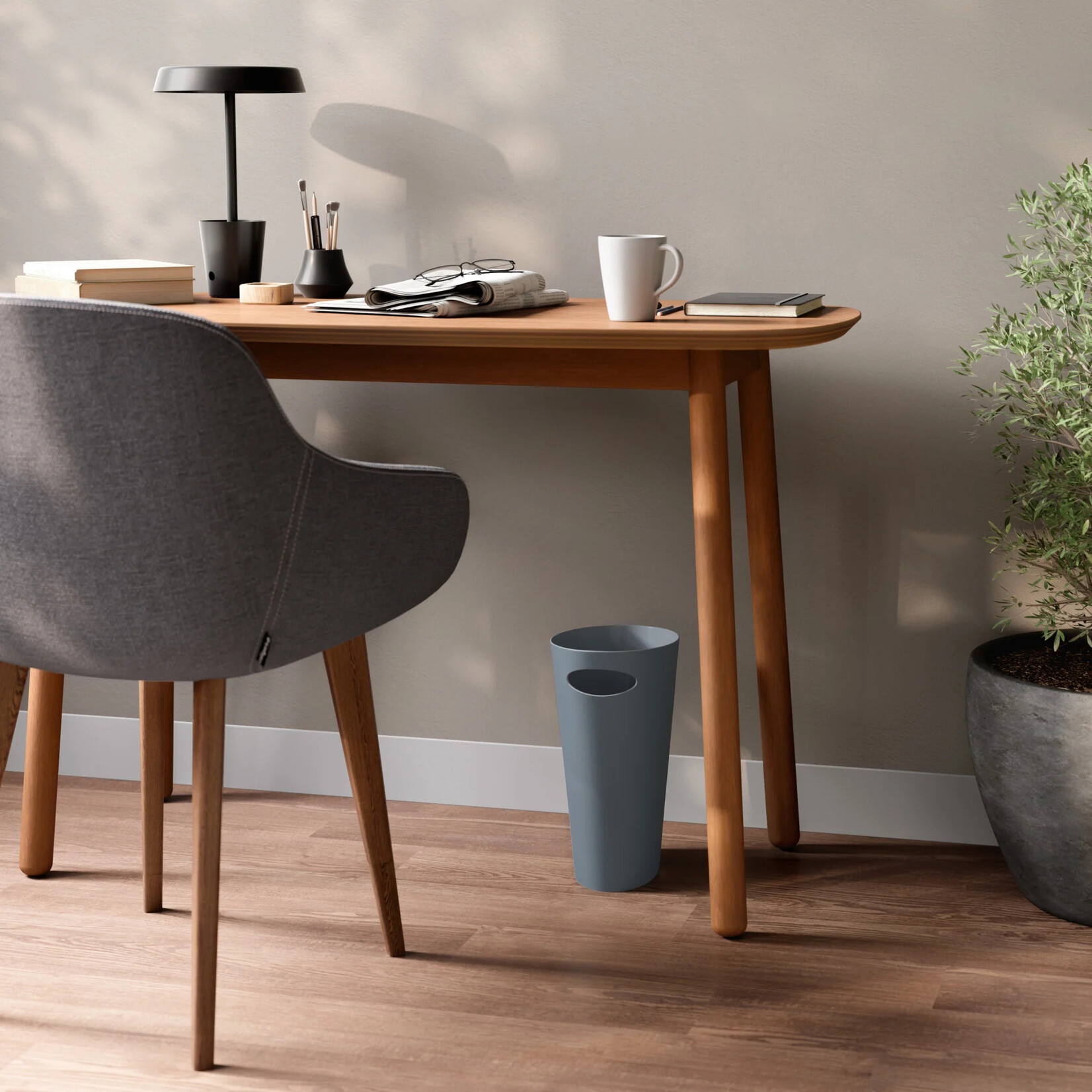 Skinny Trash Can Slate Blue