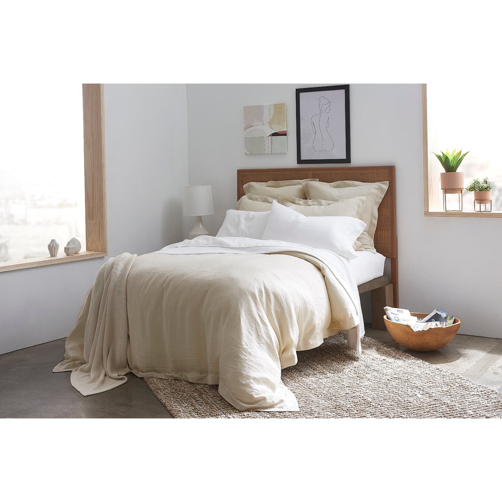 A1 Impex 100% Fine European Linen Duvet Set- Birch (King)